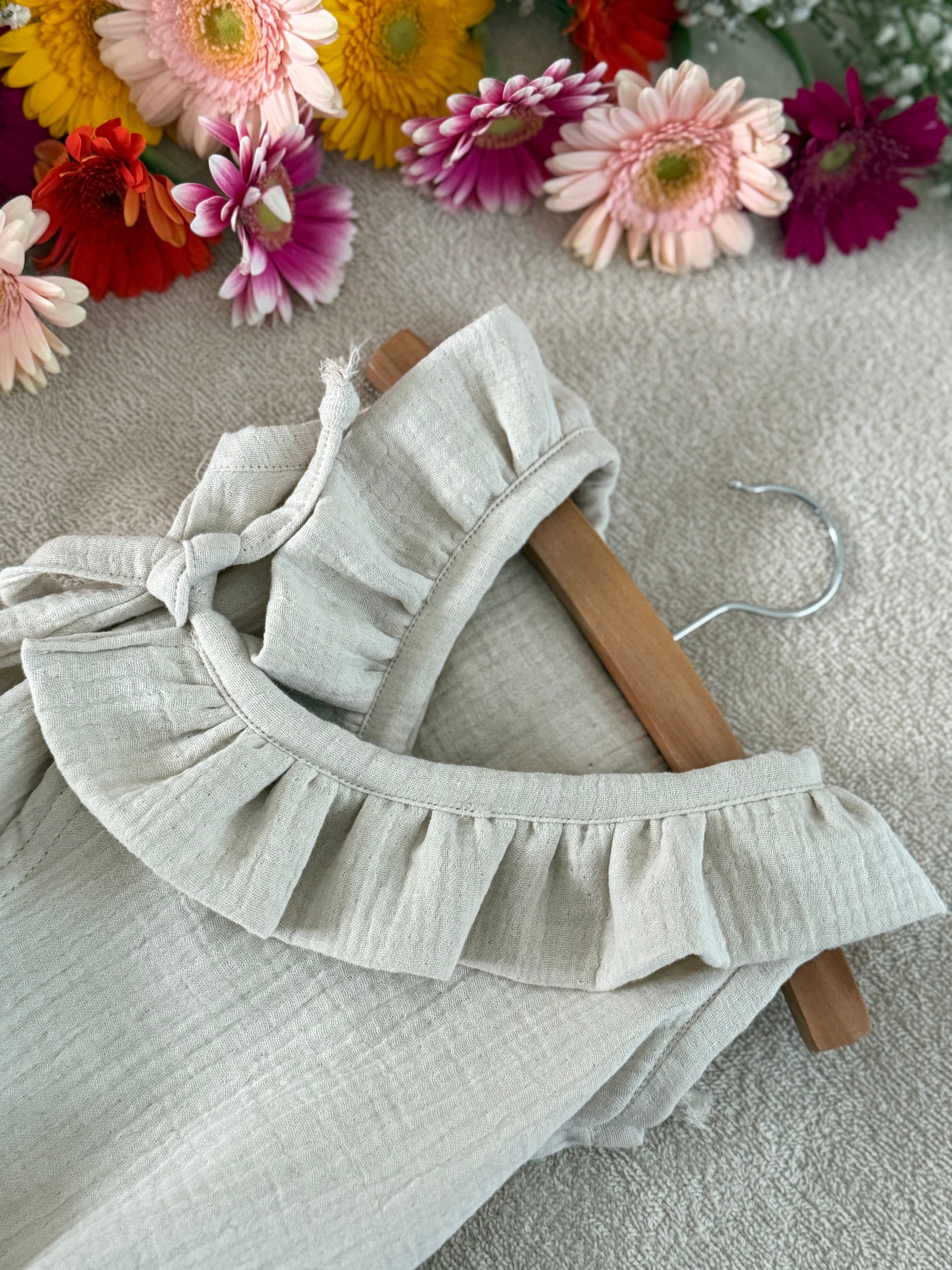 Zomer pakje ruffle - mousseline beige