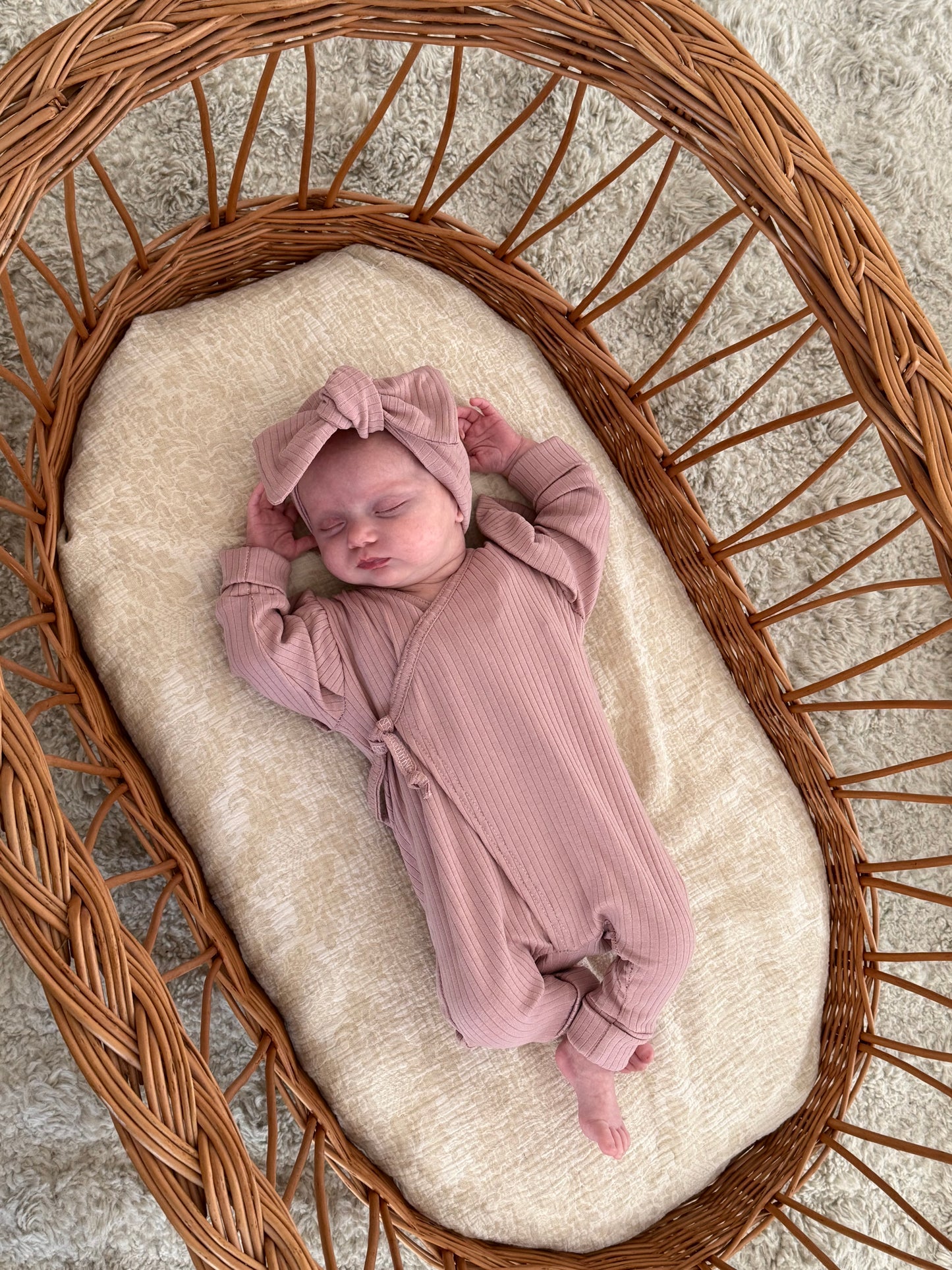 Jersey-Strampler mit Rippenmuster – Rosa