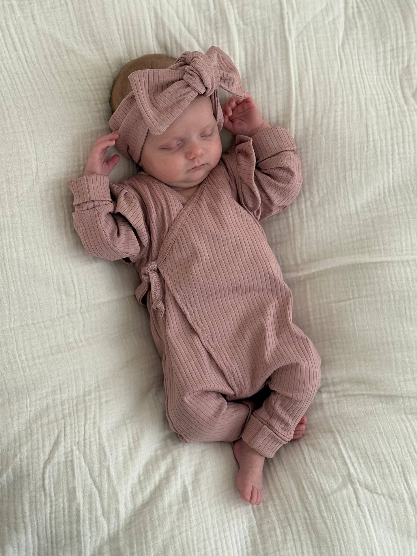 Jersey-Strampler mit Rippenmuster – Rosa