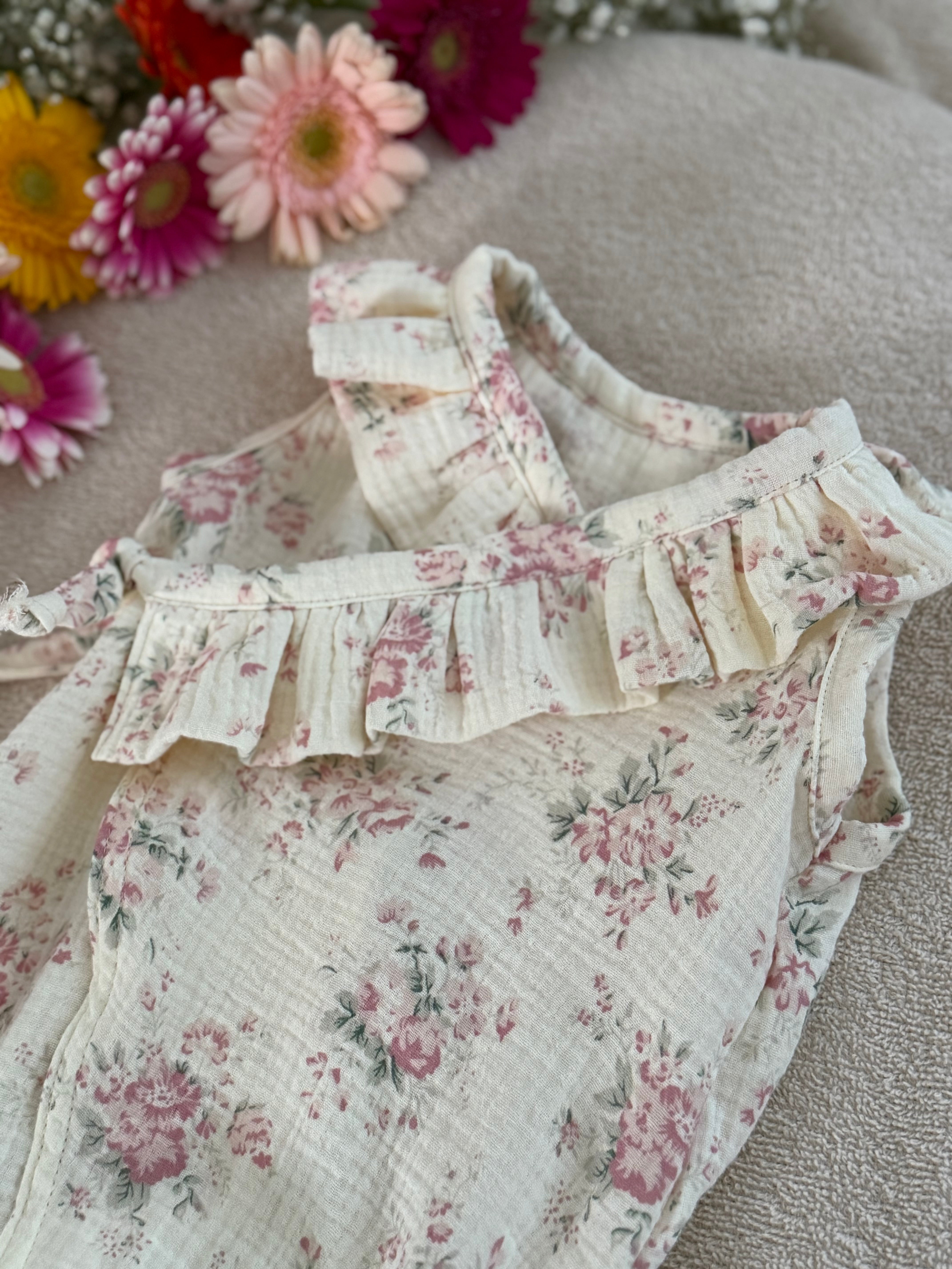 Zomer pakje ruffle - Mousseline pink flower
