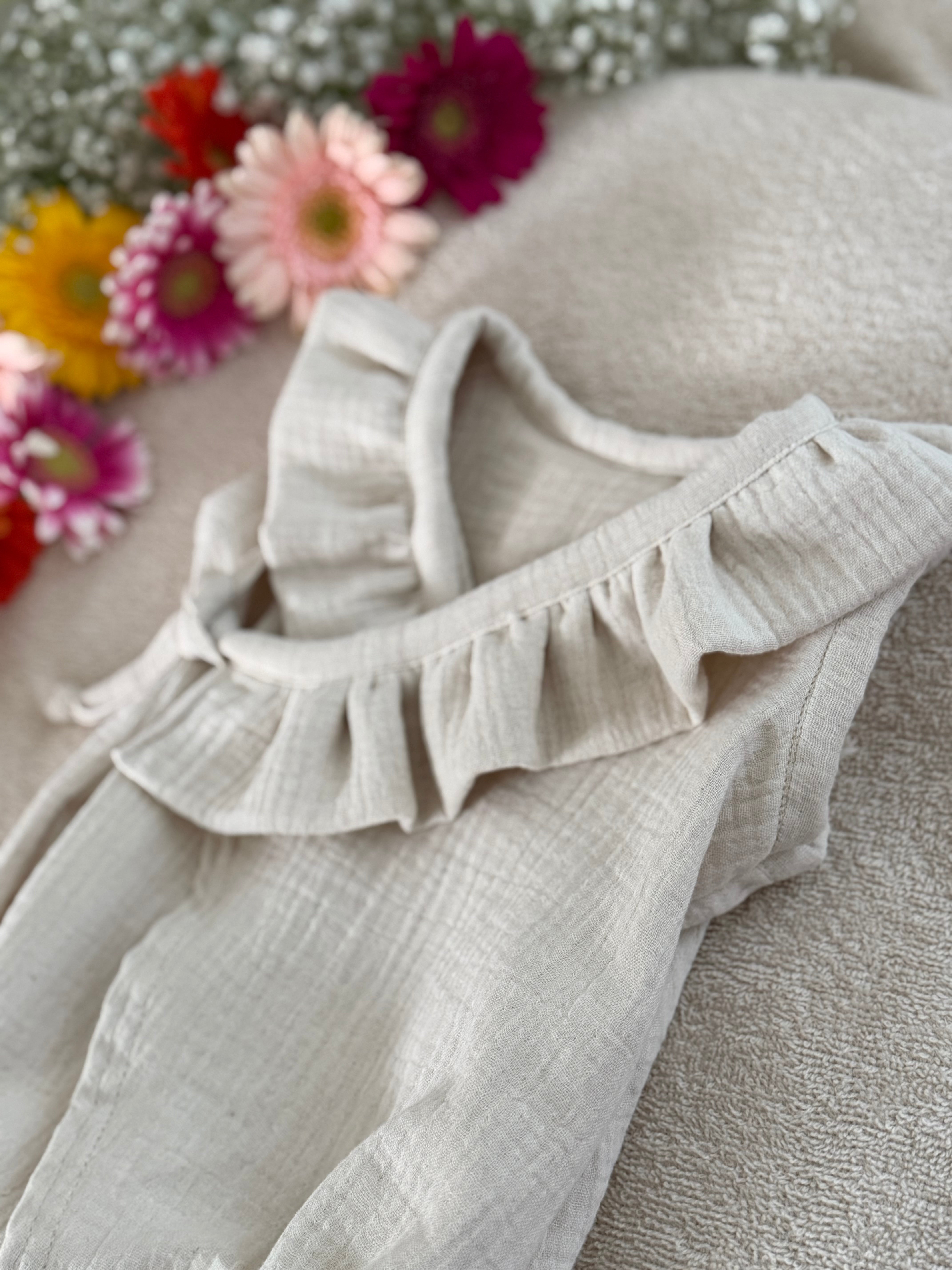 Zomer pakje ruffle - mousseline beige