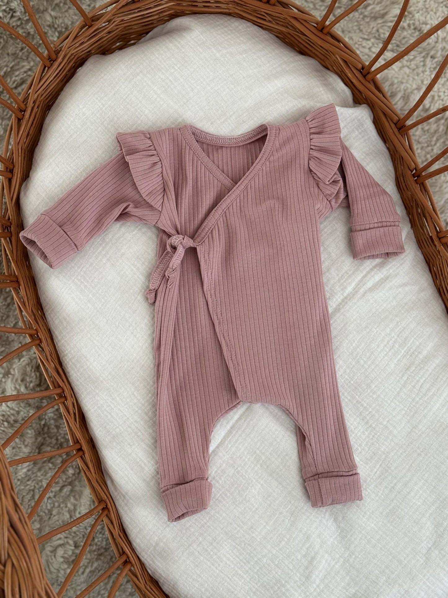 Jersey-Strampler mit Rippenmuster – Rosa