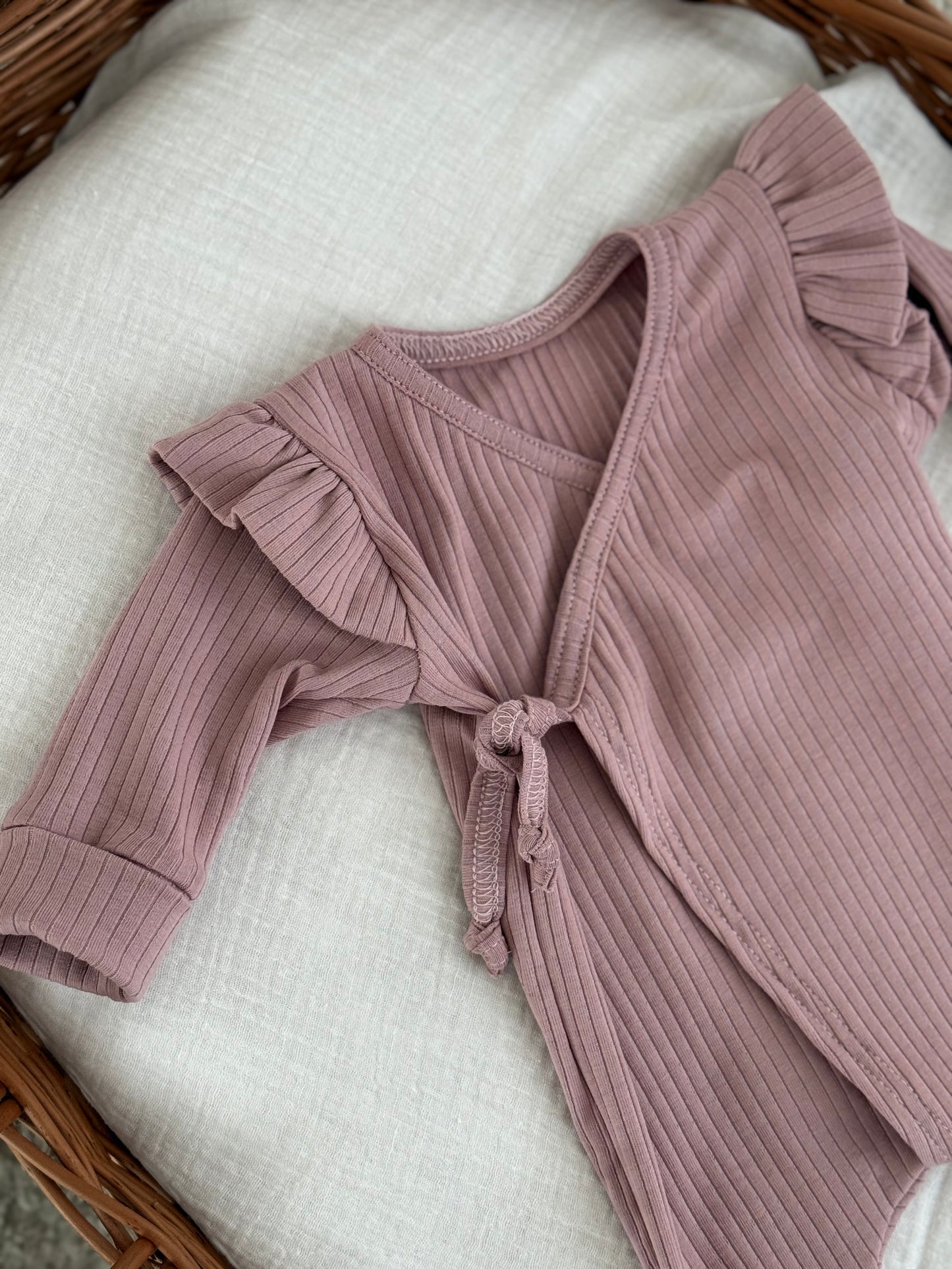 Jersey-Strampler mit Rippenmuster – Rosa
