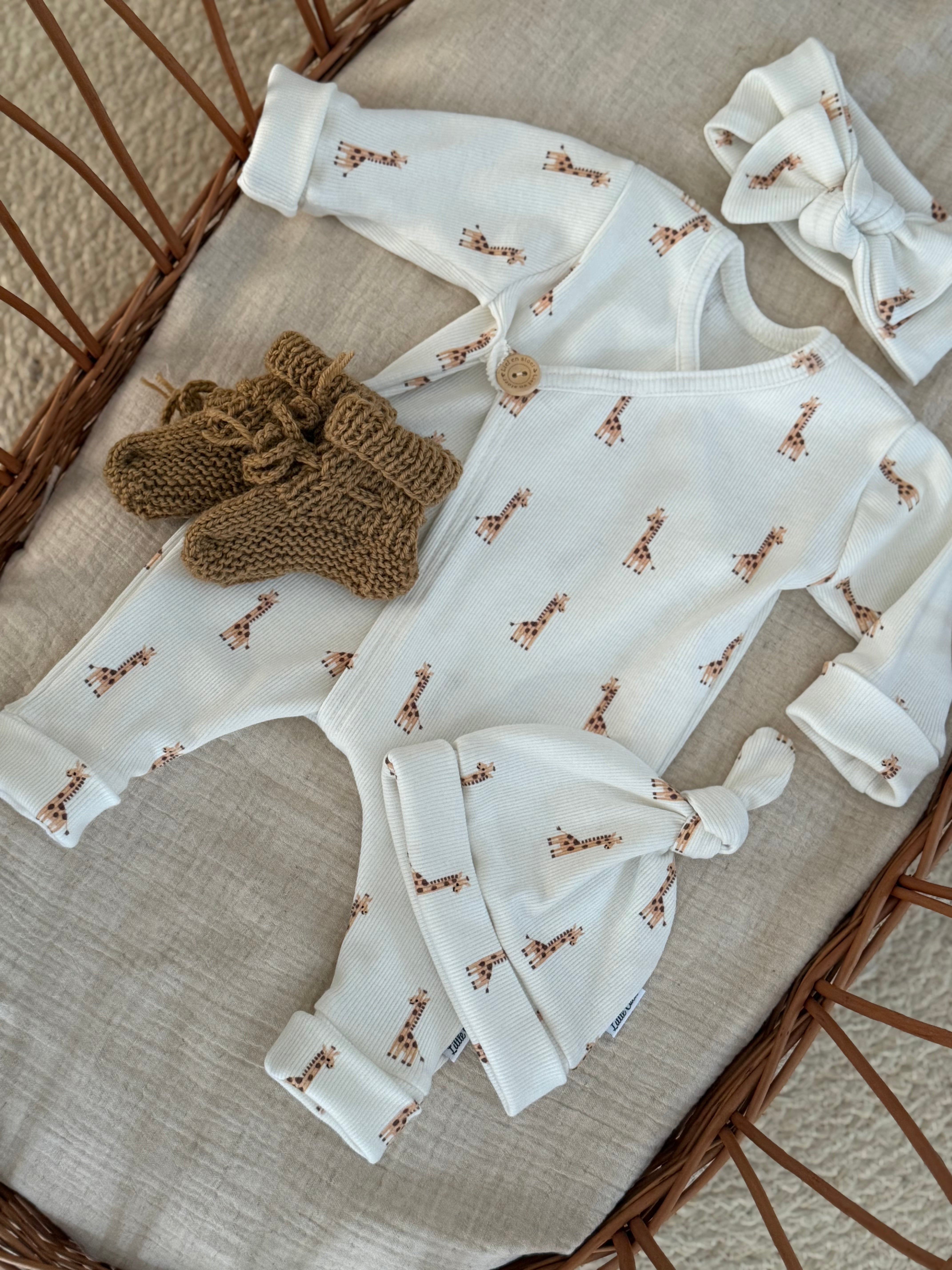 Boxpakje unisex giraffe - fijne rib - For Your Little Cutie