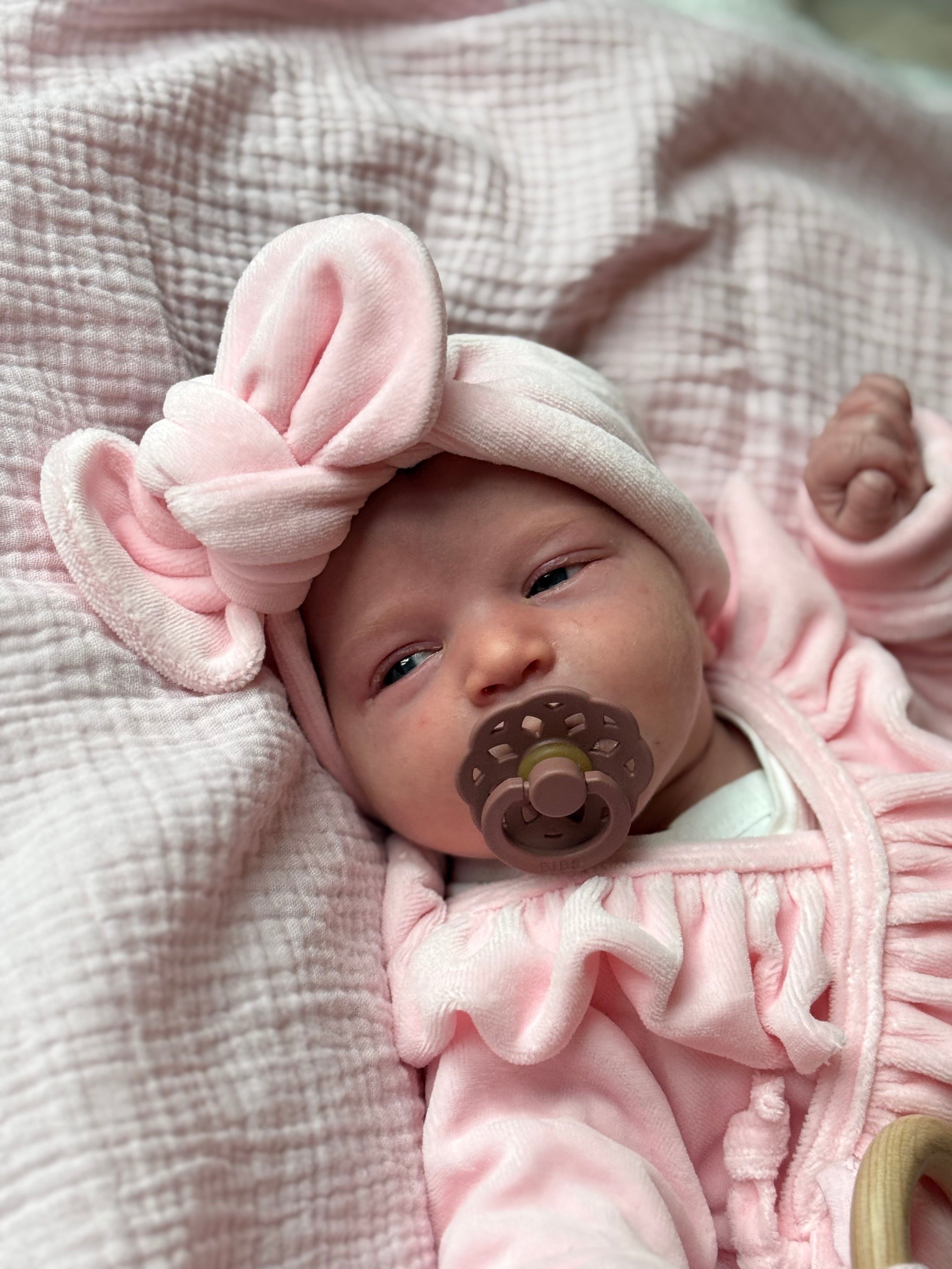 Haarbandje - velours licht roze - For Your Little Cutie