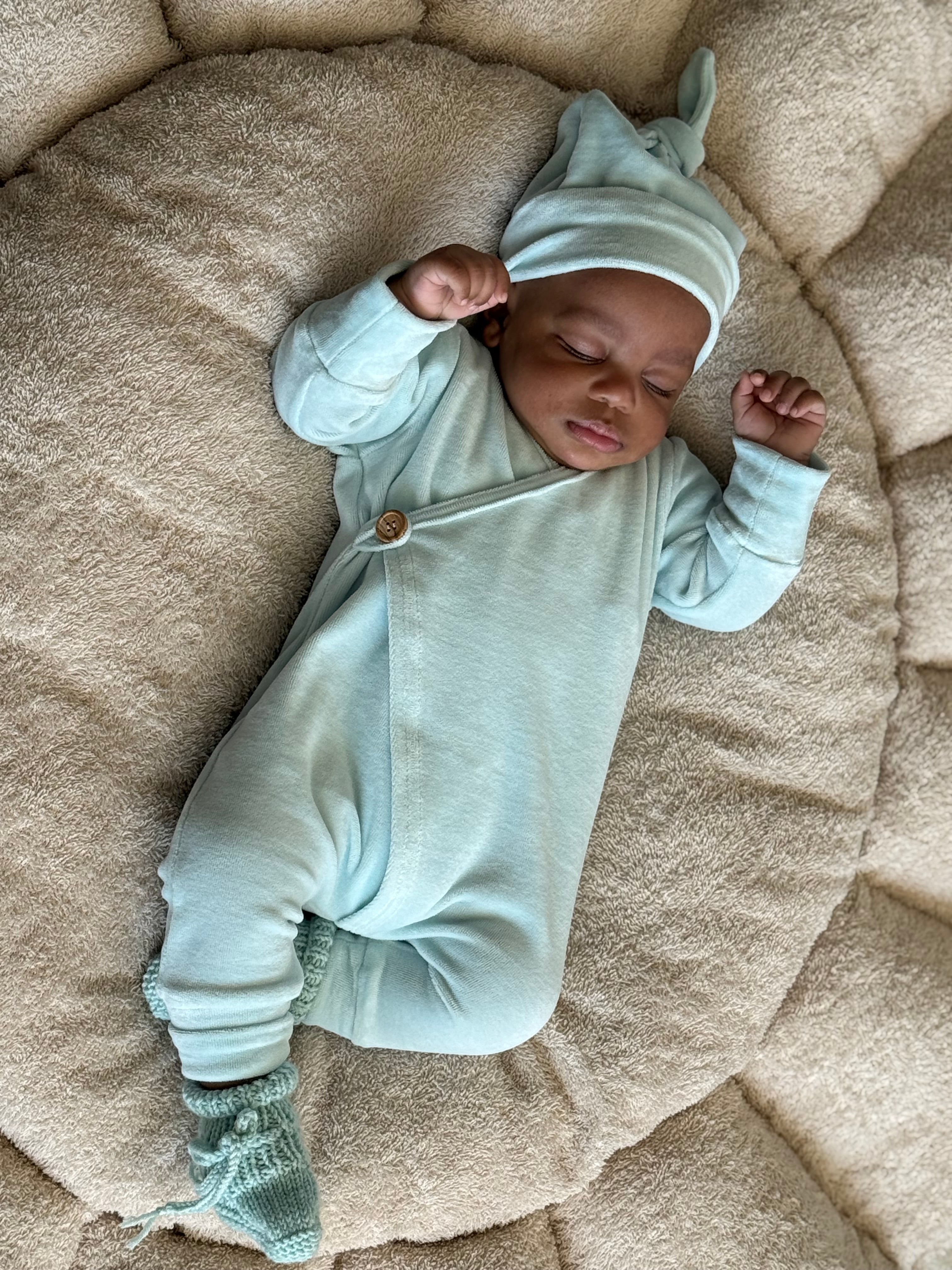 Boxpakje unisex - Velours baby blauw - For Your Little Cutie