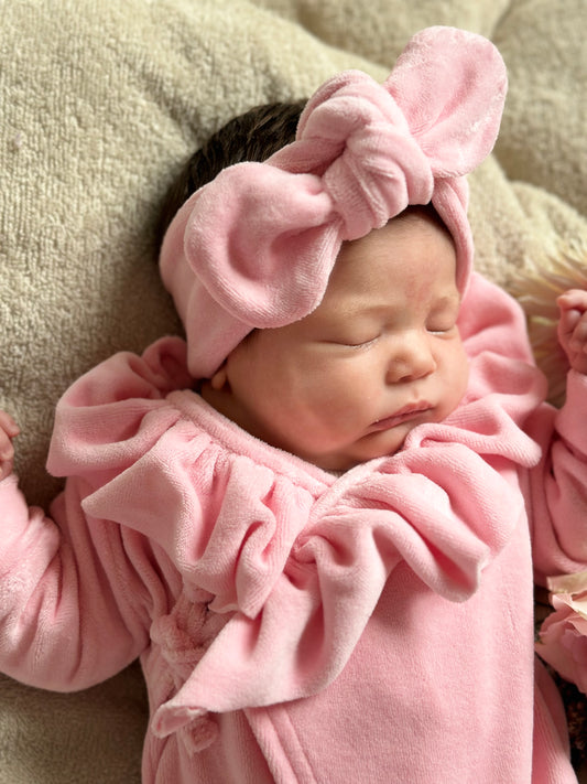 Haarbandje - velours baby pink - For Your Little Cutie