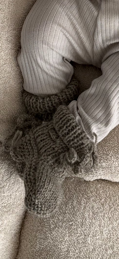 Slofjes merino wol - taupe