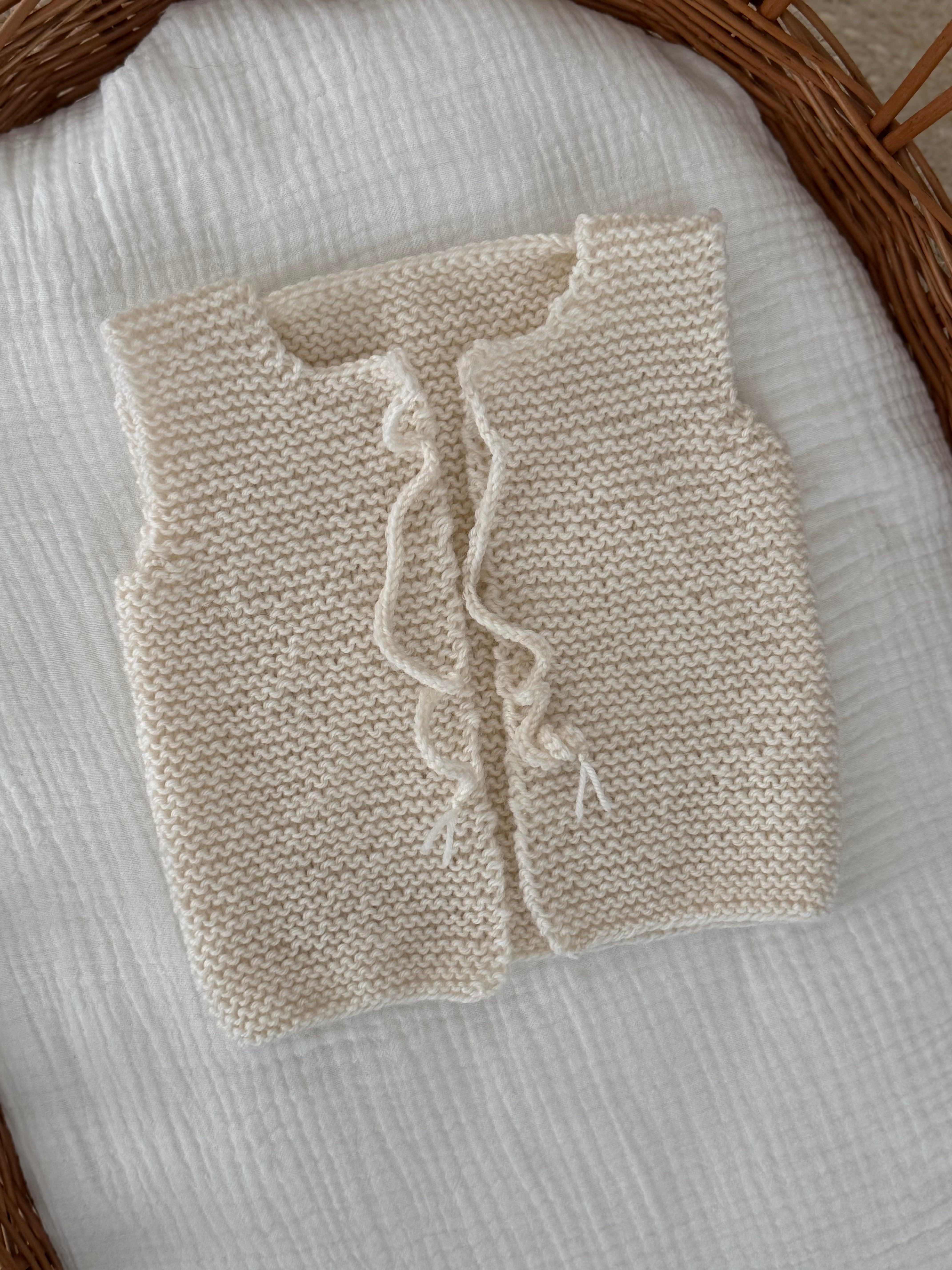 Gilletje Merino Wol - Ecru - For Your Little Cutie