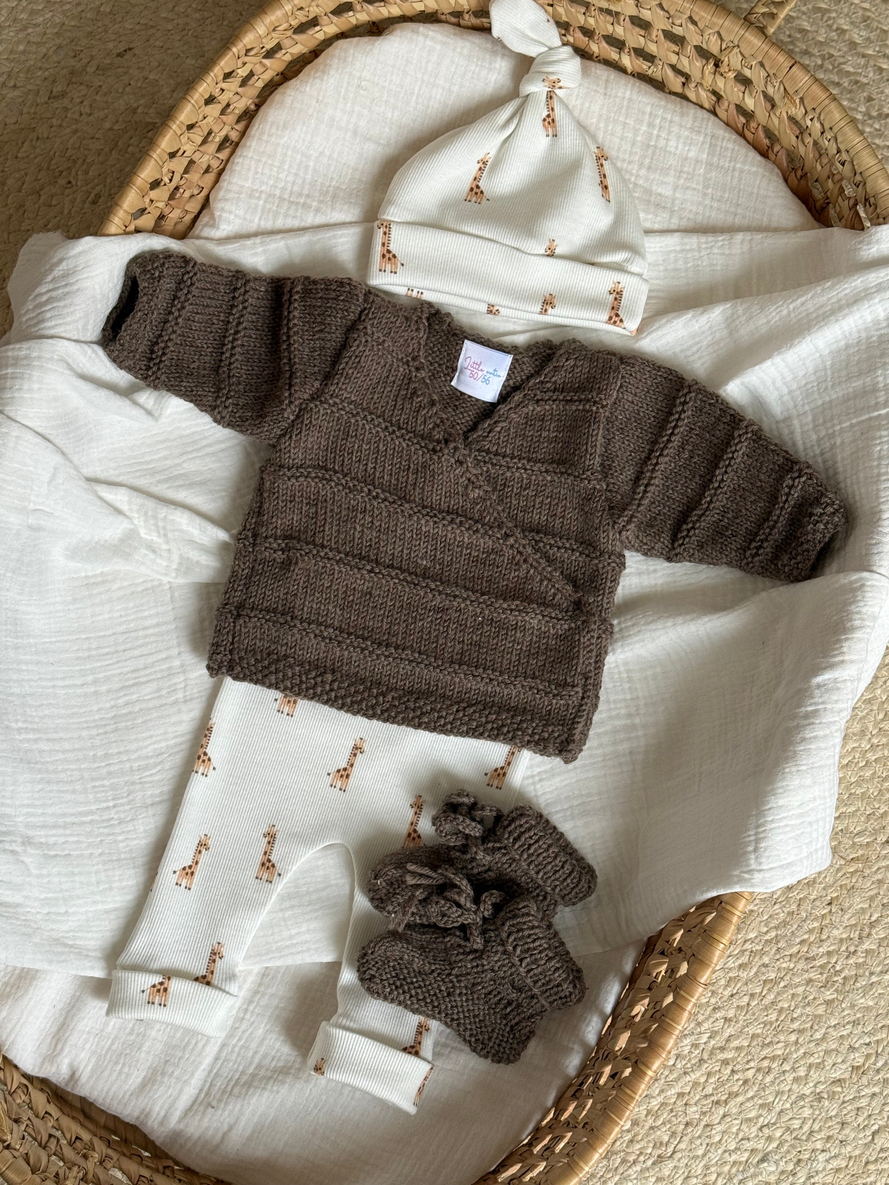 overslagvest unisex - Merino Wol bruin - For Your Little Cutie