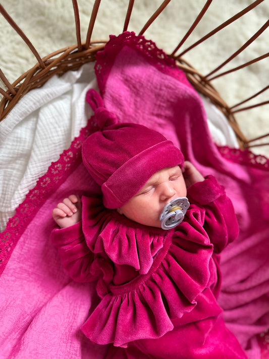 Mutsje - velours fuchsia - For Your Little Cutie
