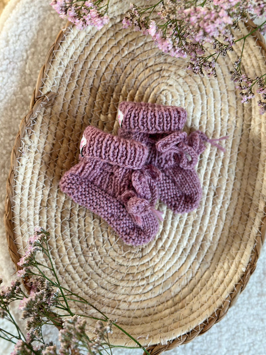 Slofjes - merino wol lila - For Your Little Cutie