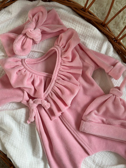 Overslagboxpakje - Velours baby pink - For Your Little Cutie