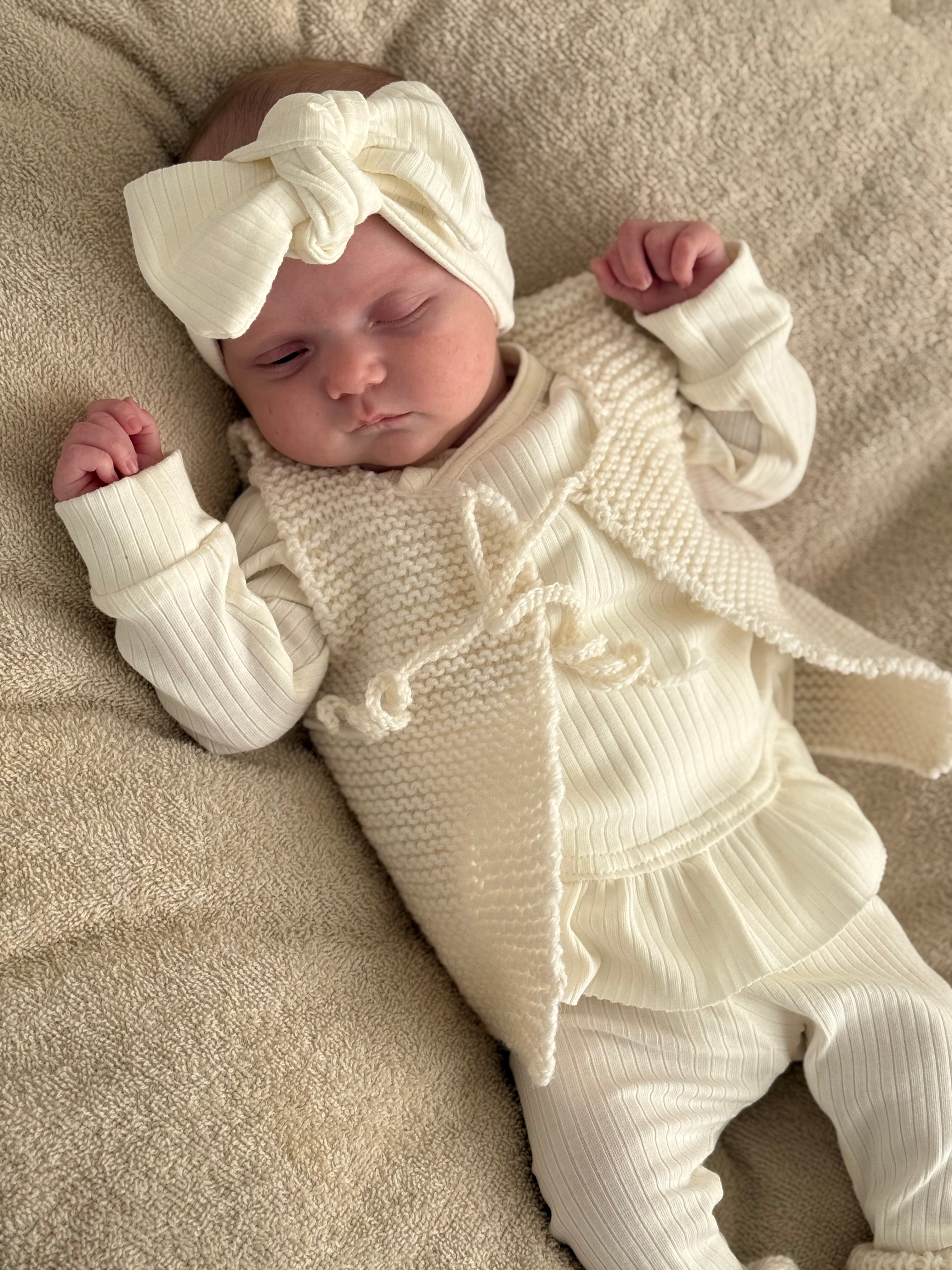 Overslagshirt ruffle jersey rib - off white - For Your Little Cutie