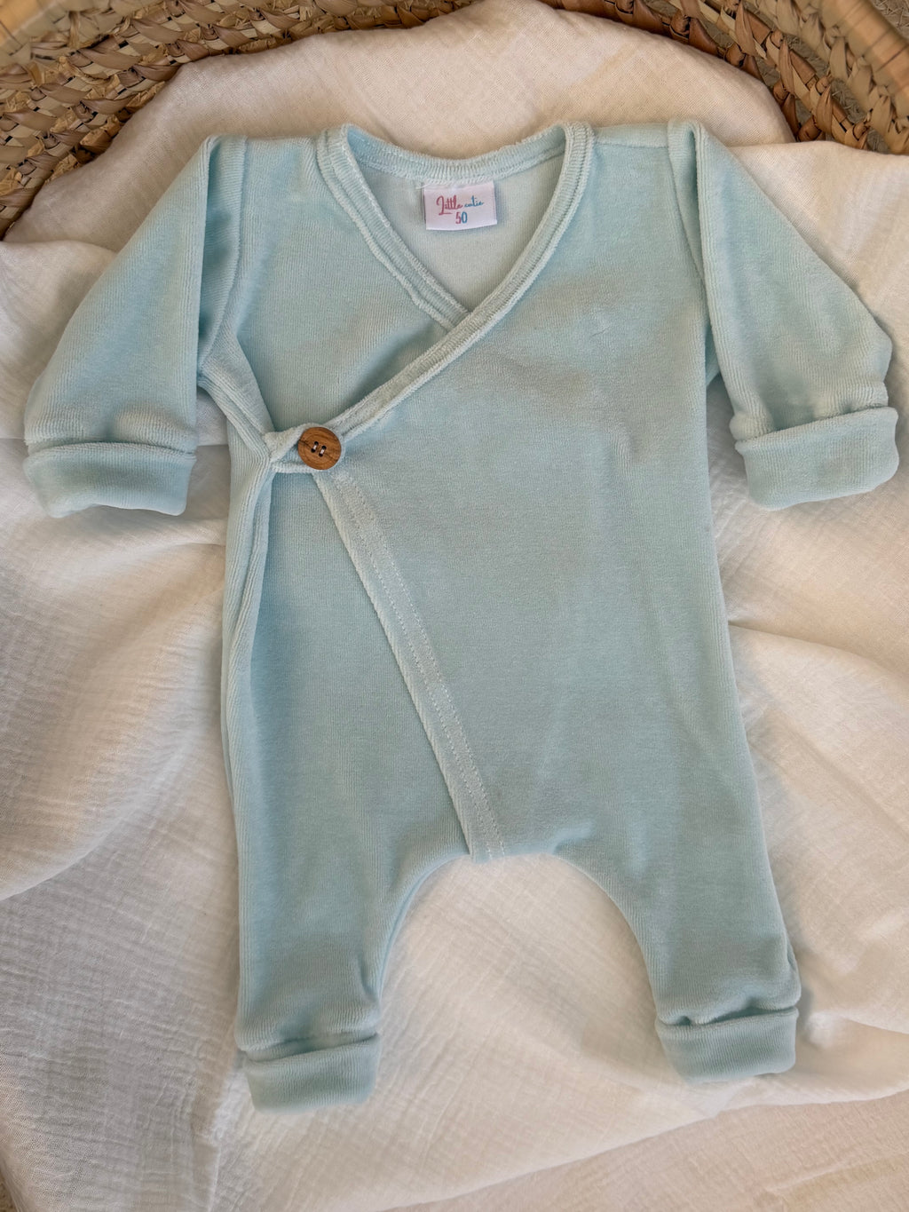 Boxpakje unisex - Velours baby blauw - For Your Little Cutie