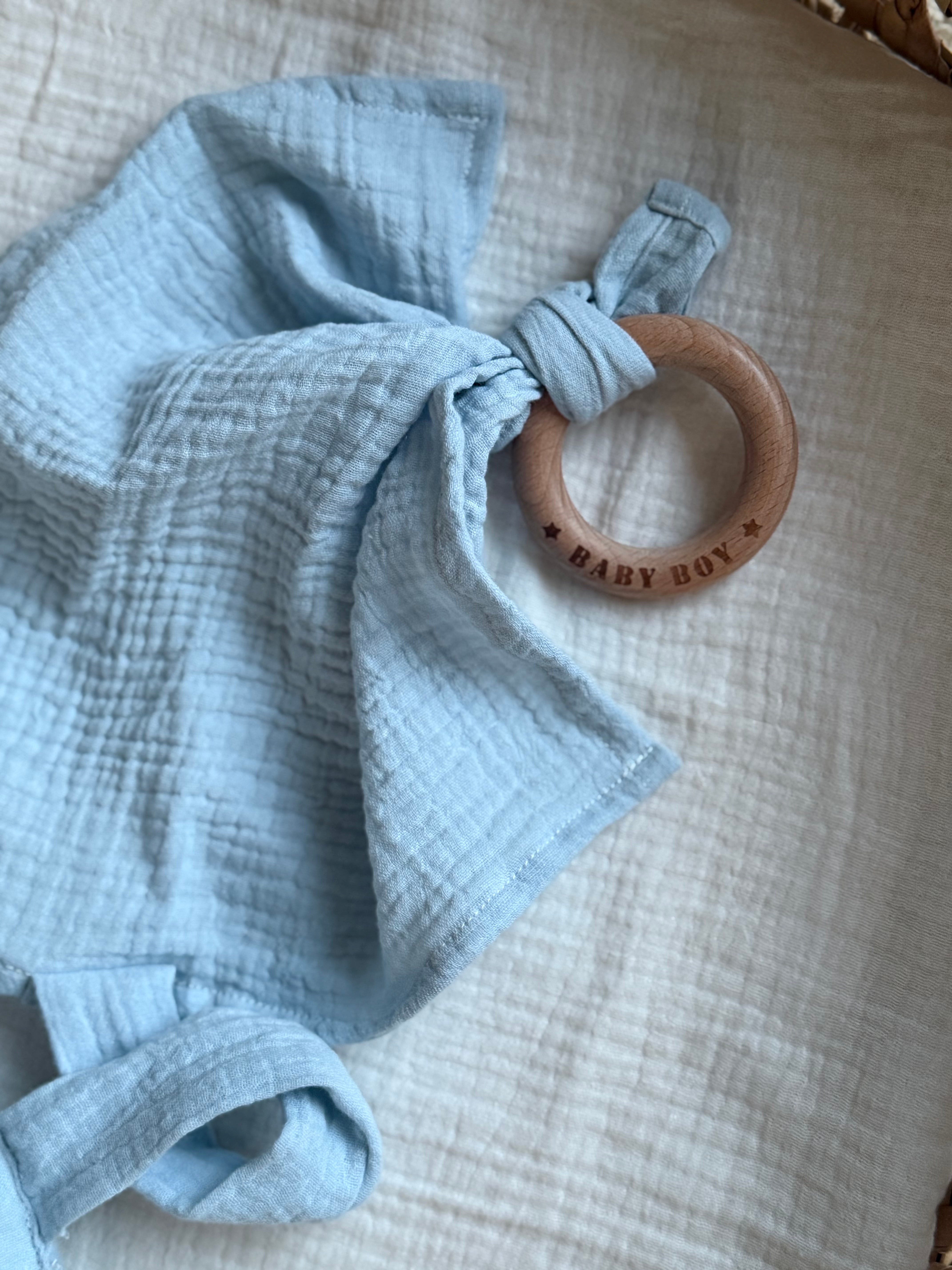 Bijtring/Swaddle - Baby Boy Blauw - For Your Little Cutie