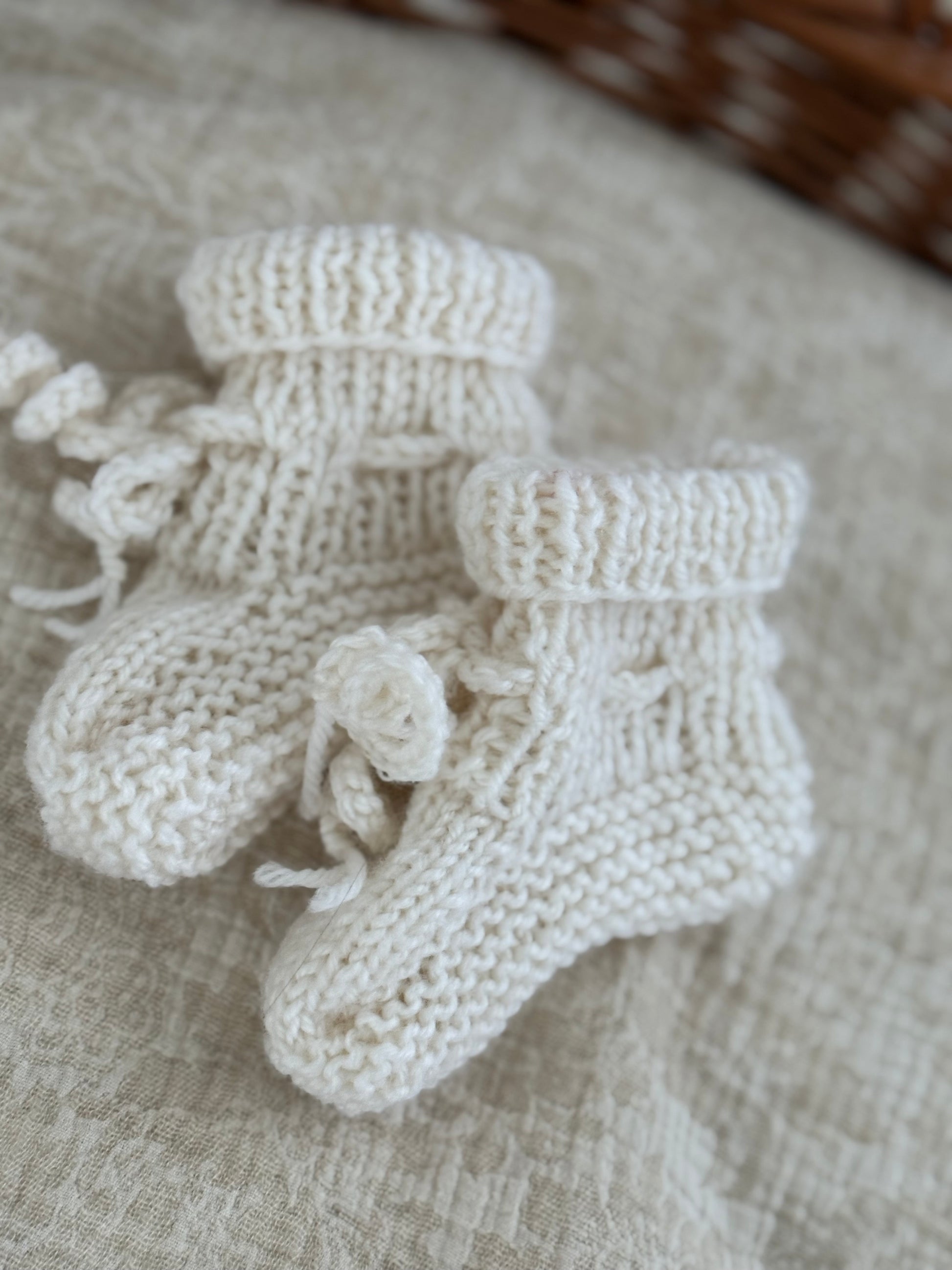 Slofjes  merino wol - off white - For Your Little Cutie