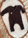 Boxpakje unisex - fluweel rib donker bruin - For Your Little Cutie