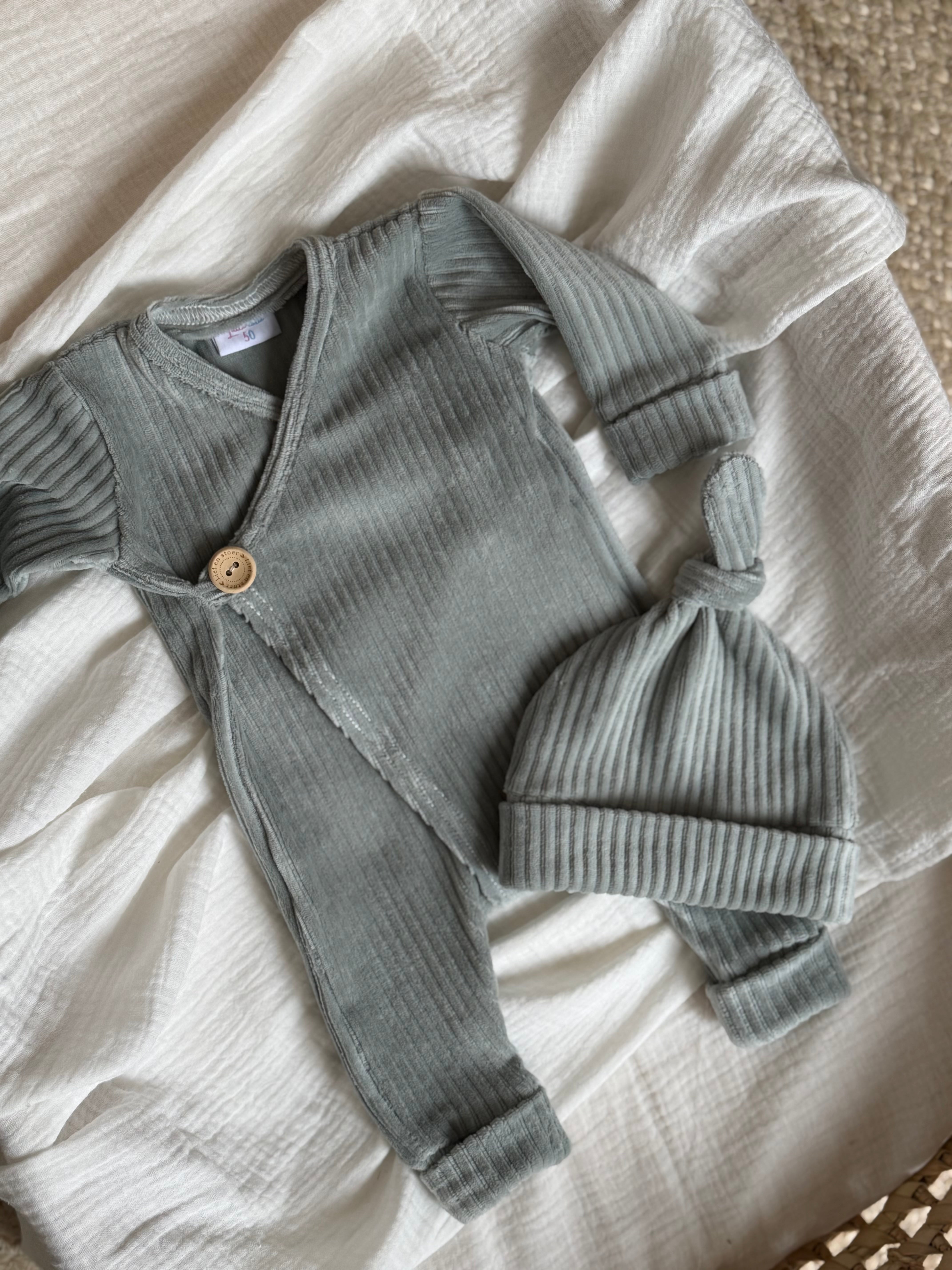 Boxpakje unisex - fluweel rib Mint groen - For Your Little Cutie