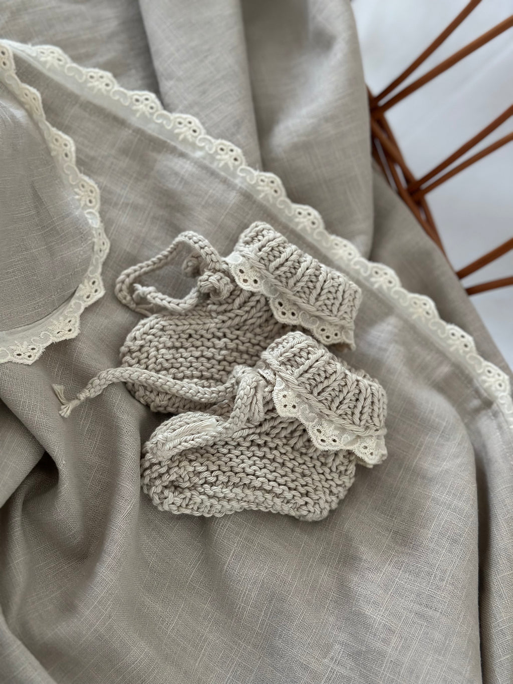 Booties Stickerei - Baumwolle Sand