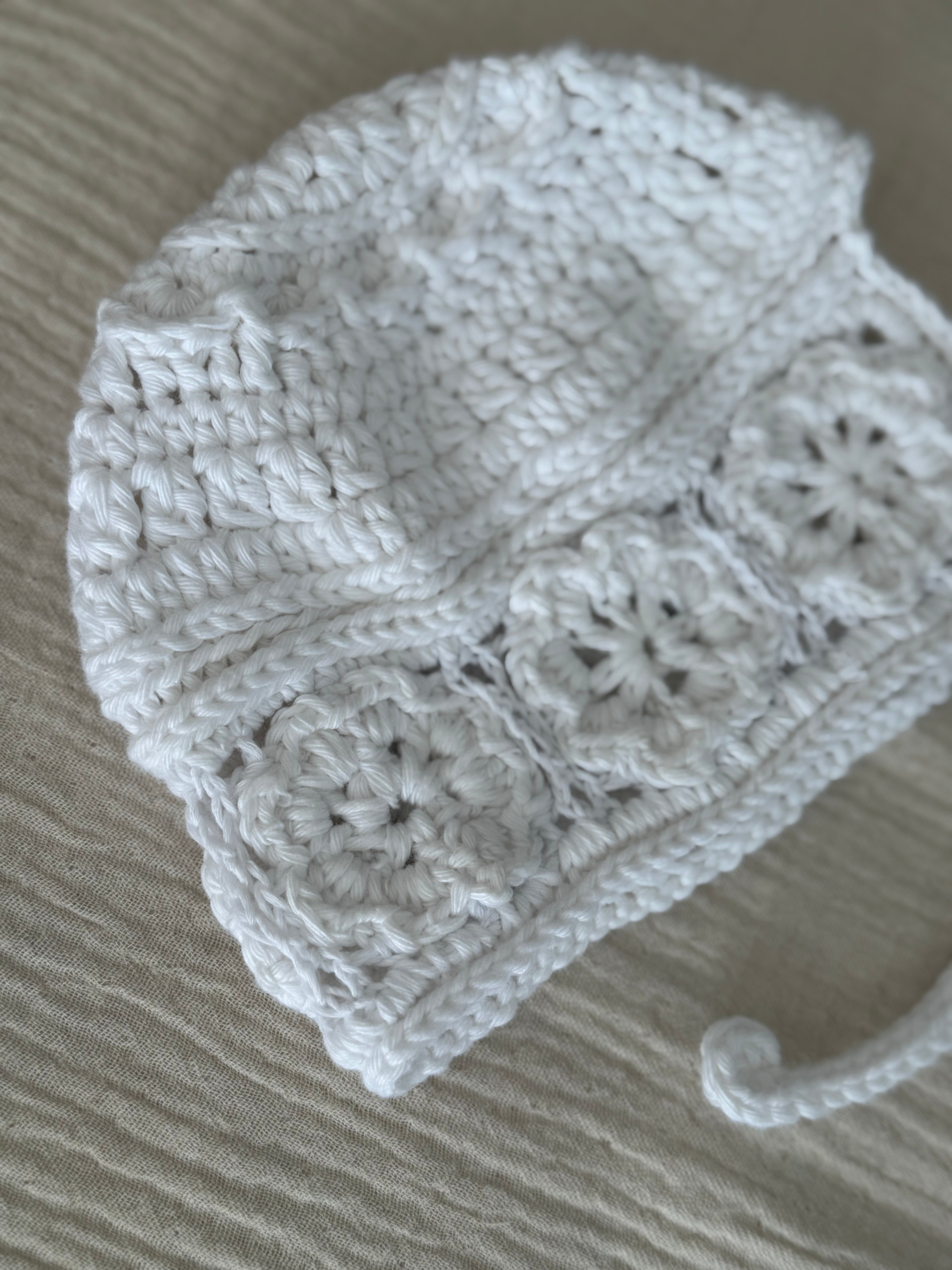 Gehaakt Mutsje Dahlia - Wit/Ecru - For Your Little Cutie