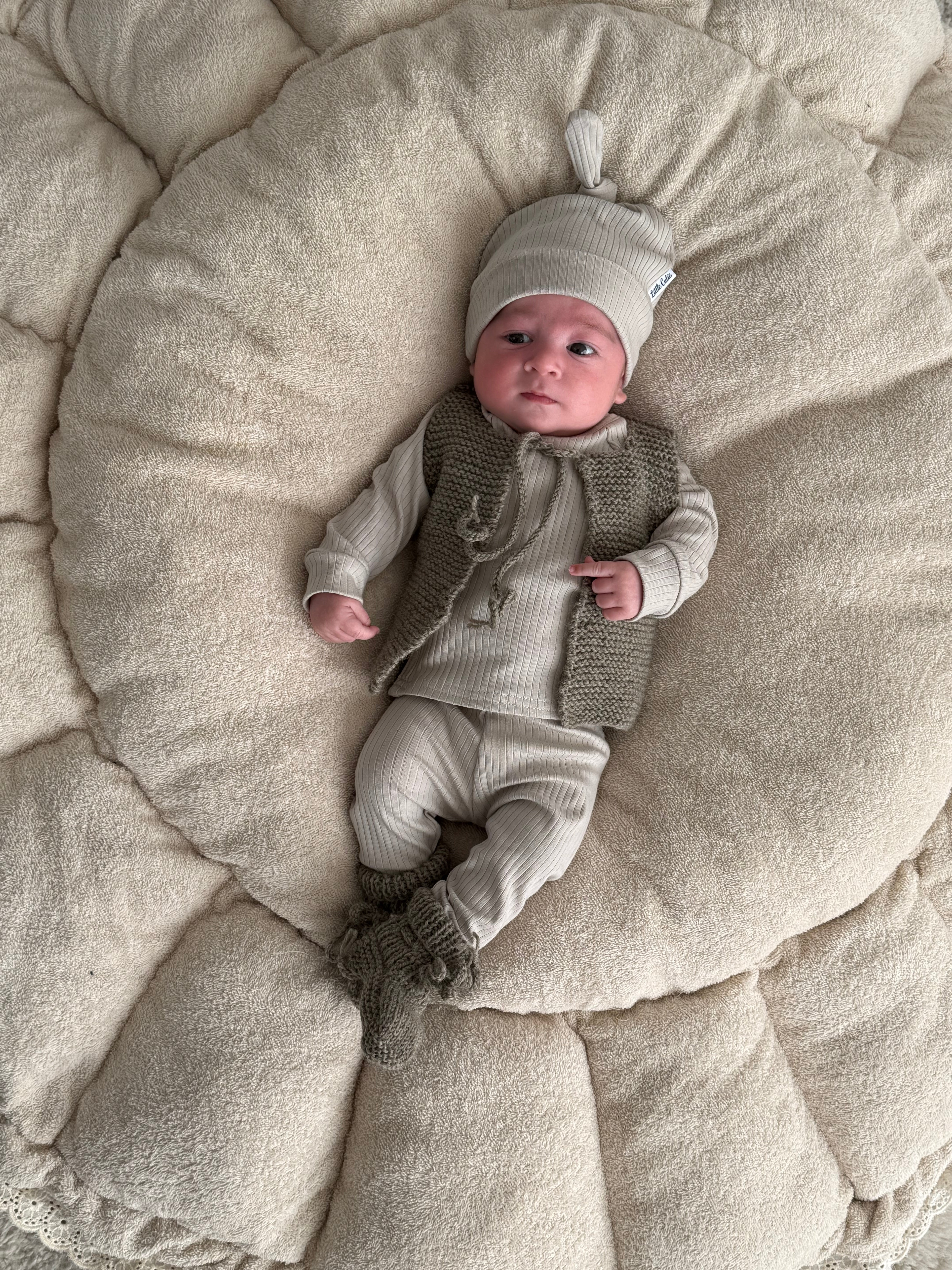 Overslagshirt unisex jersey rib - beige - For Your Little Cutie