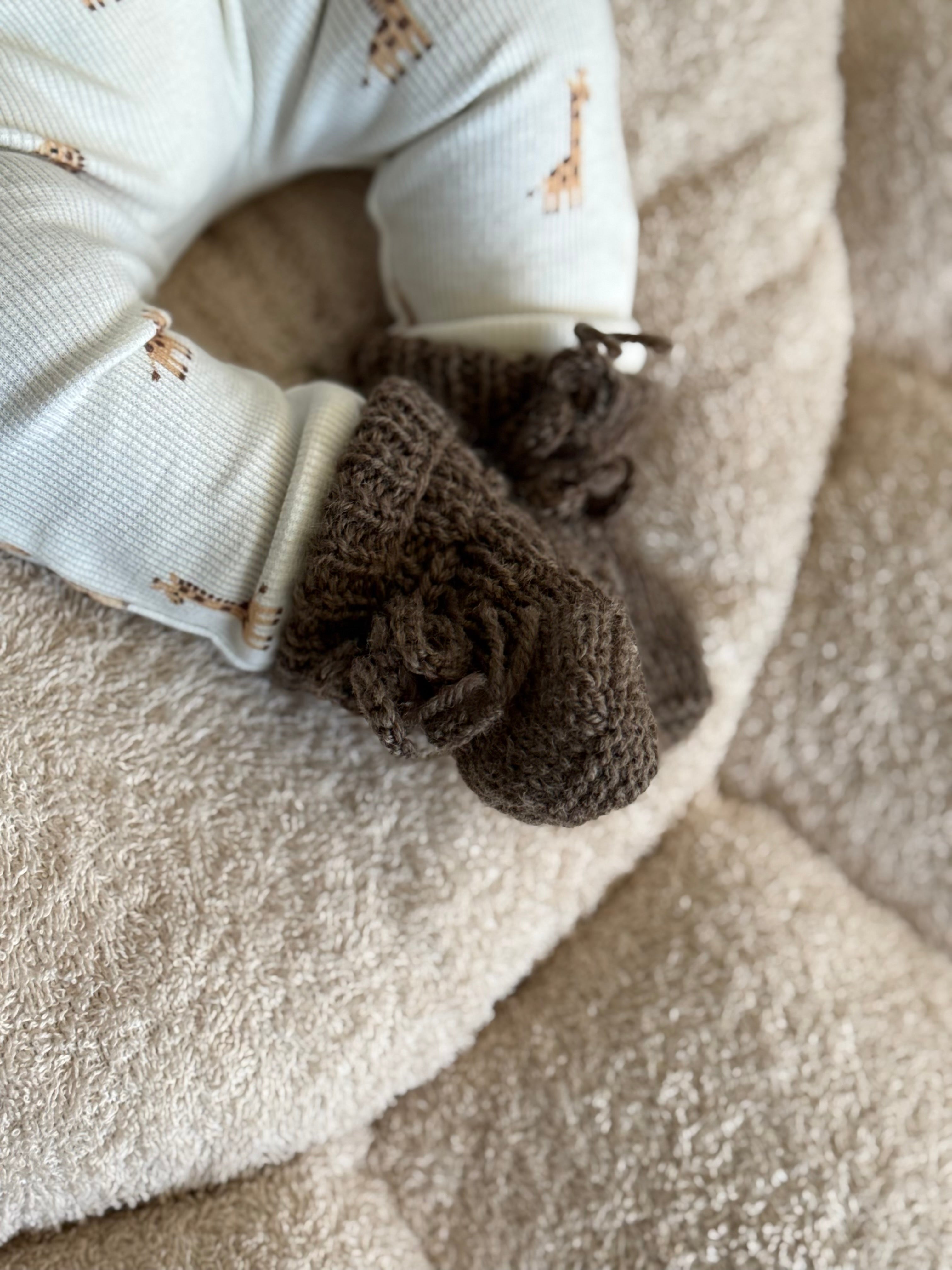 slofjes - Merino Wol Bruin - For Your Little Cutie