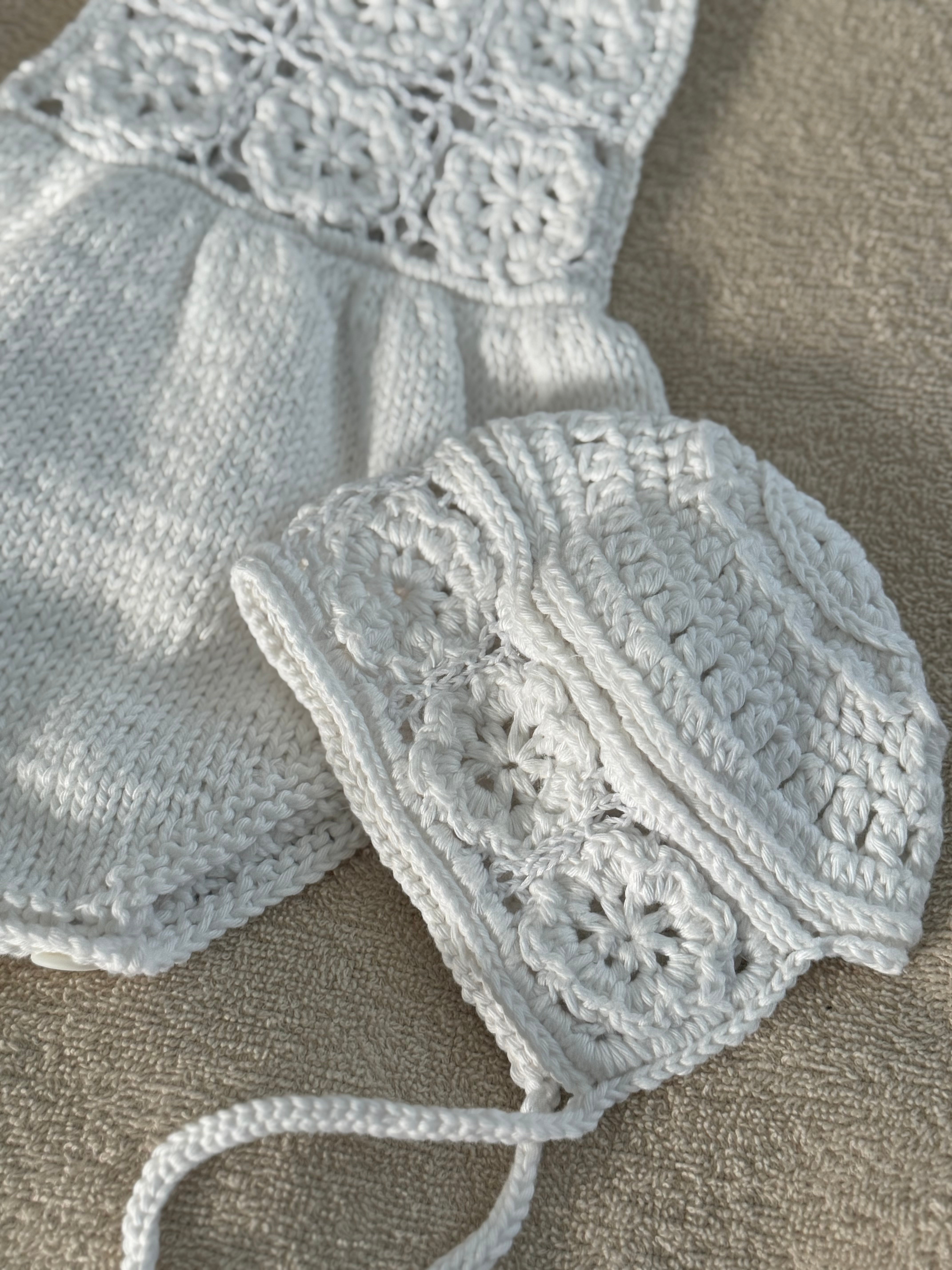 Gehaakje zomer pakje - off white + mutsje