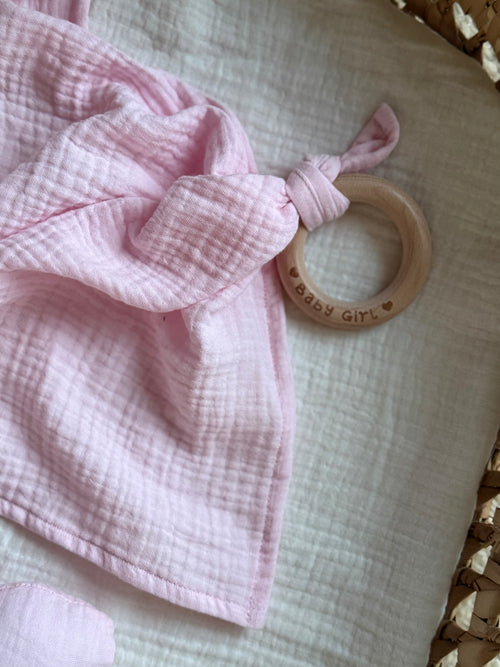 Bijtring/Swaddle - Baby Girls Roze - For Your Little Cutie