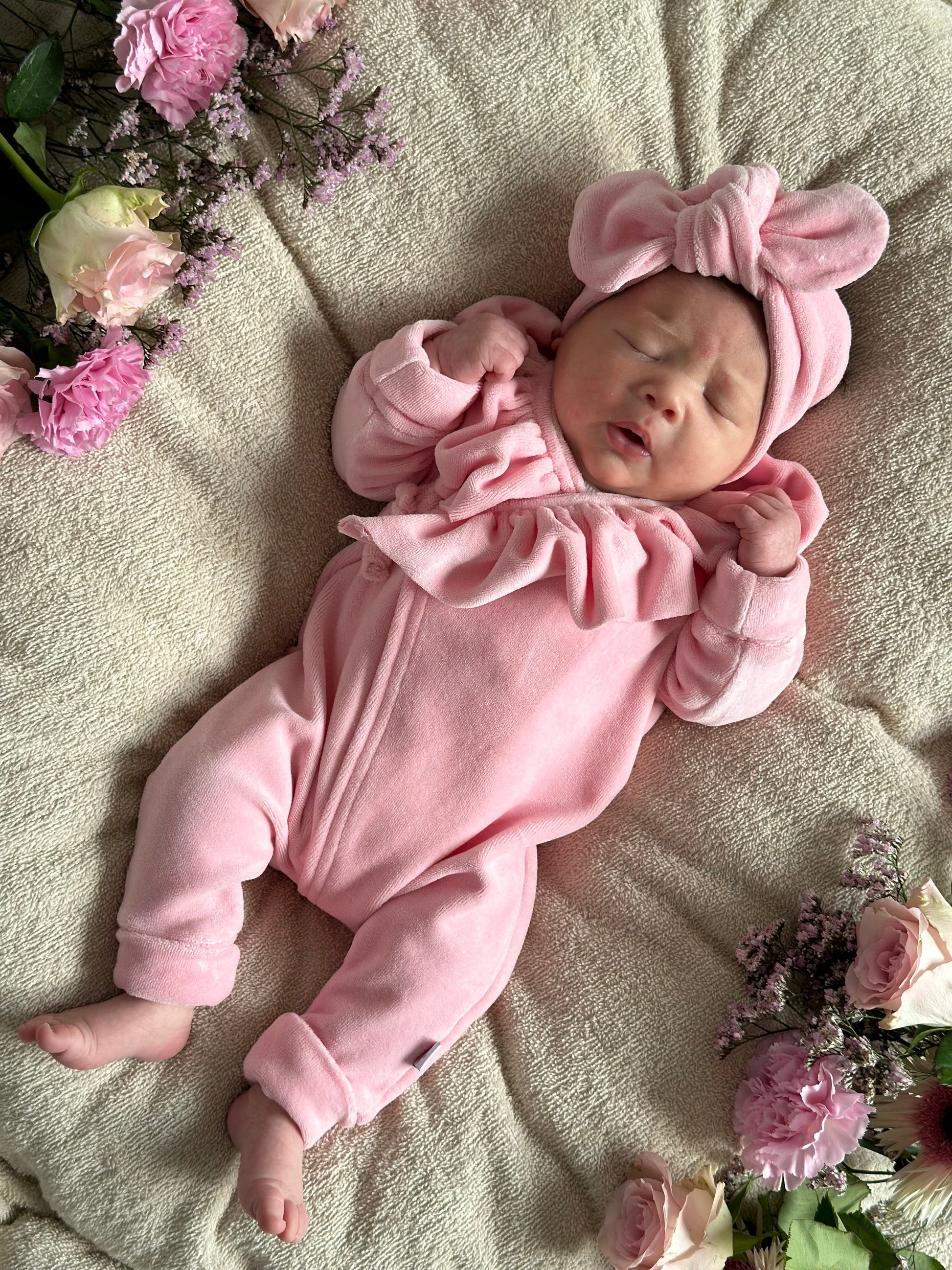 Overslagboxpakje - Velours baby pink - For Your Little Cutie