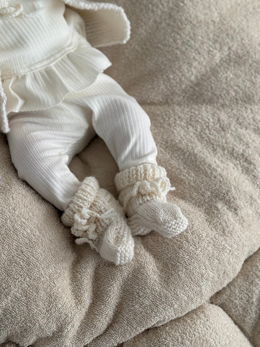 Slofjes  merino wol - off white - For Your Little Cutie