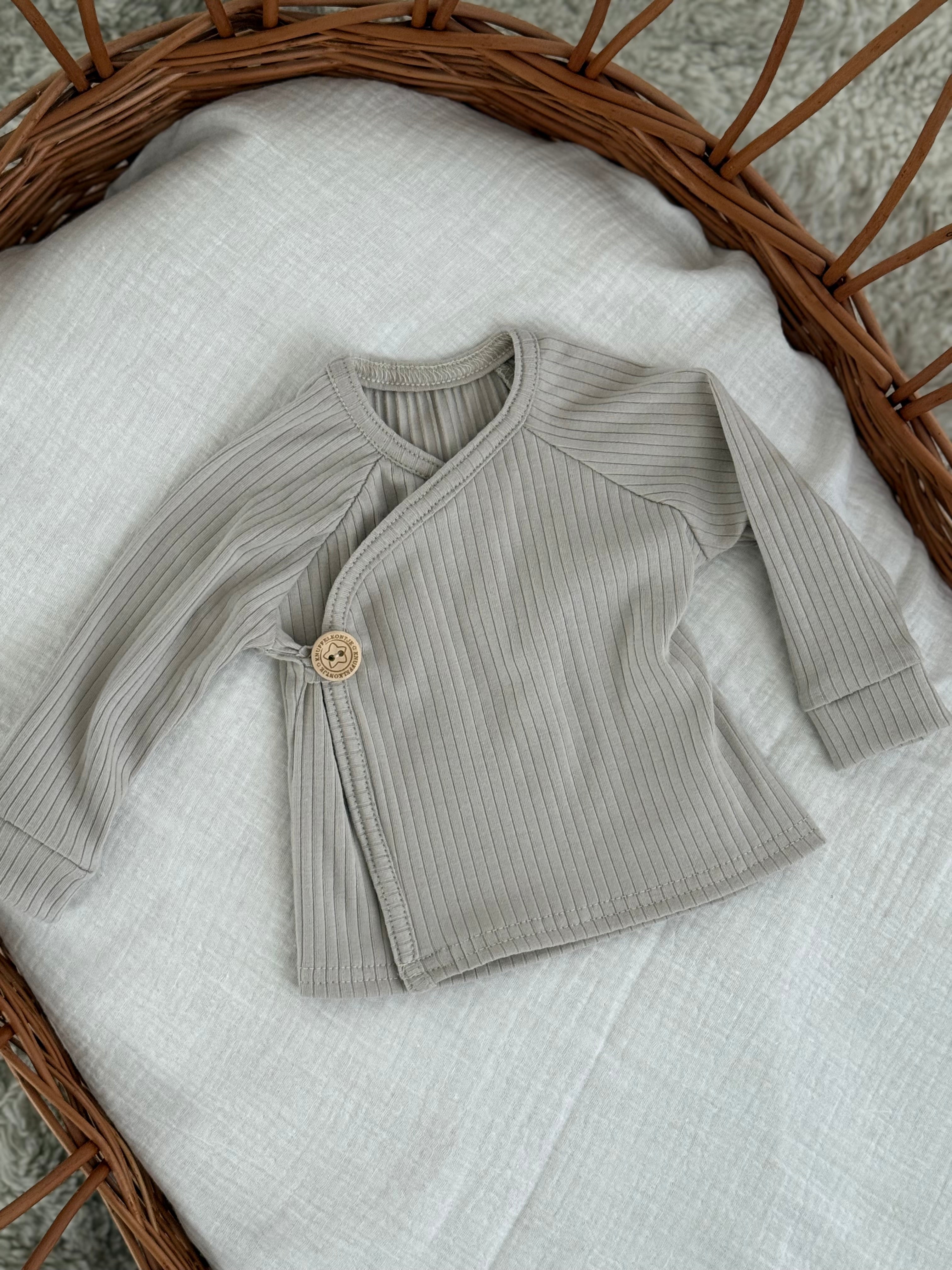 Overslagshirt unisex jersey rib - beige - For Your Little Cutie