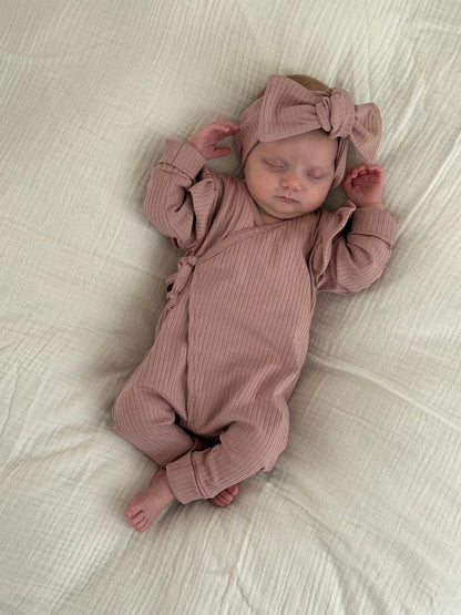 Jersey-Strampler mit Rippenmuster – Rosa