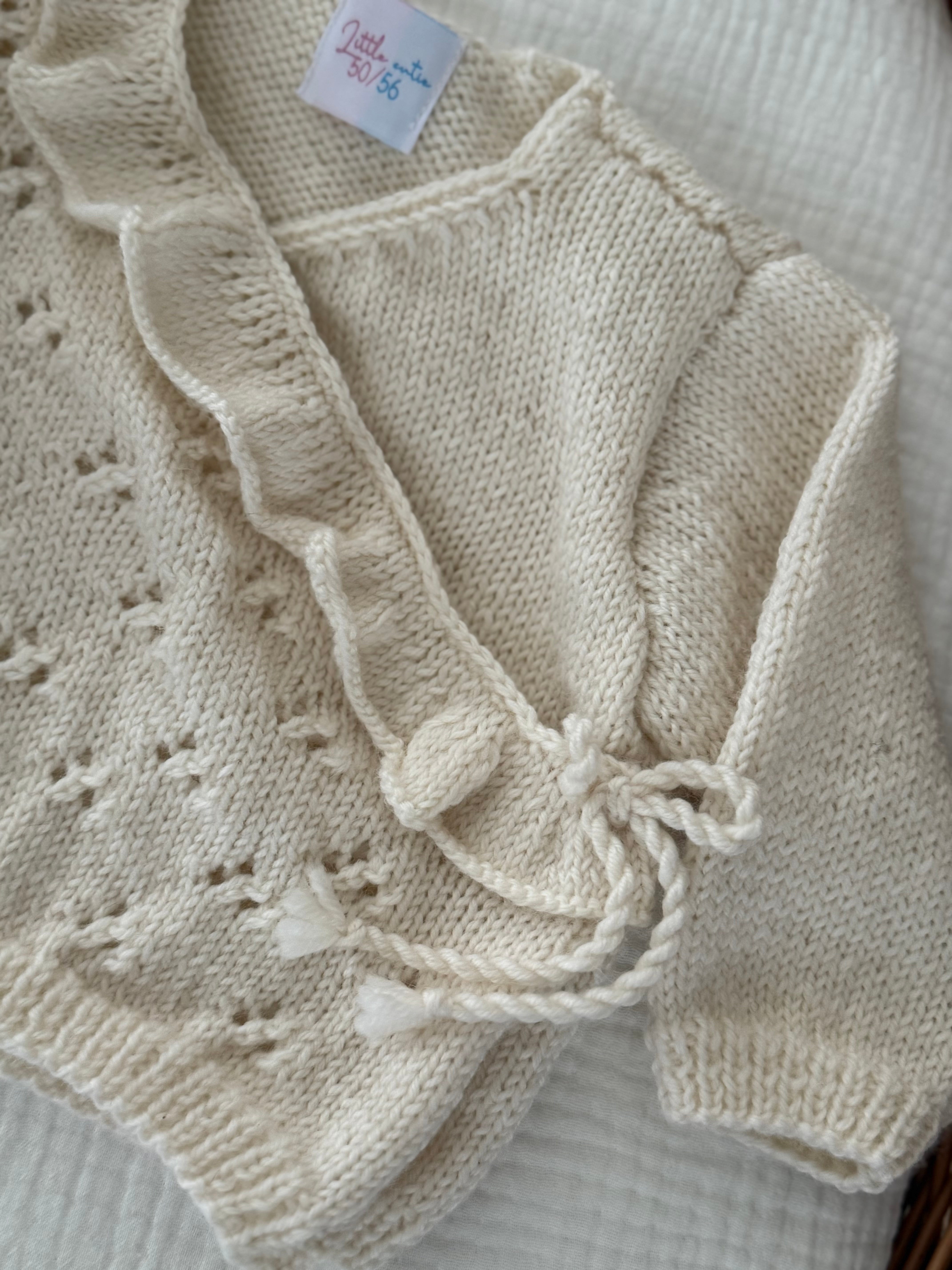 Overslagvest - Merino wol ruffle off white - For Your Little Cutie
