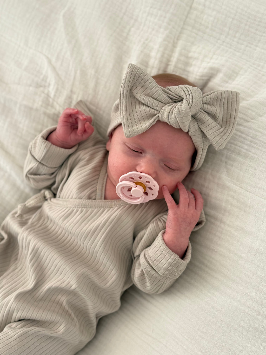 Haarbandje jersey rib - beige - For Your Little Cutie
