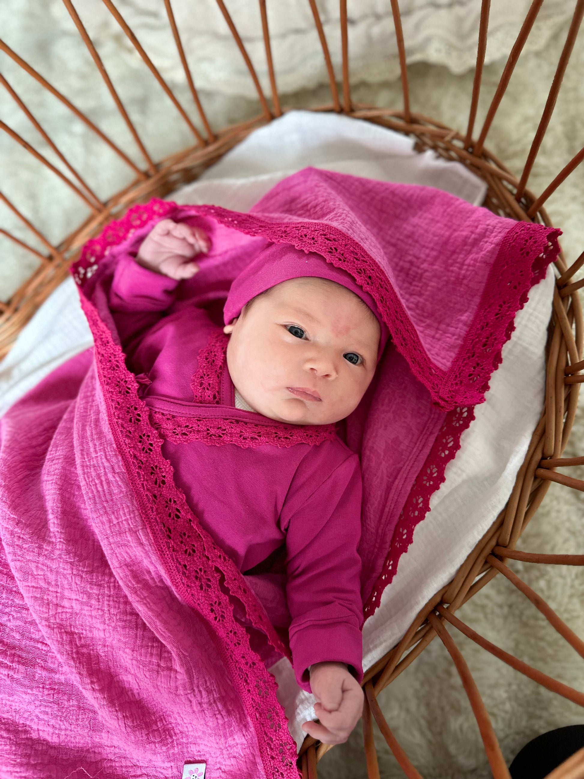 Mousseline - Fuchsia flower - For Your Little Cutie