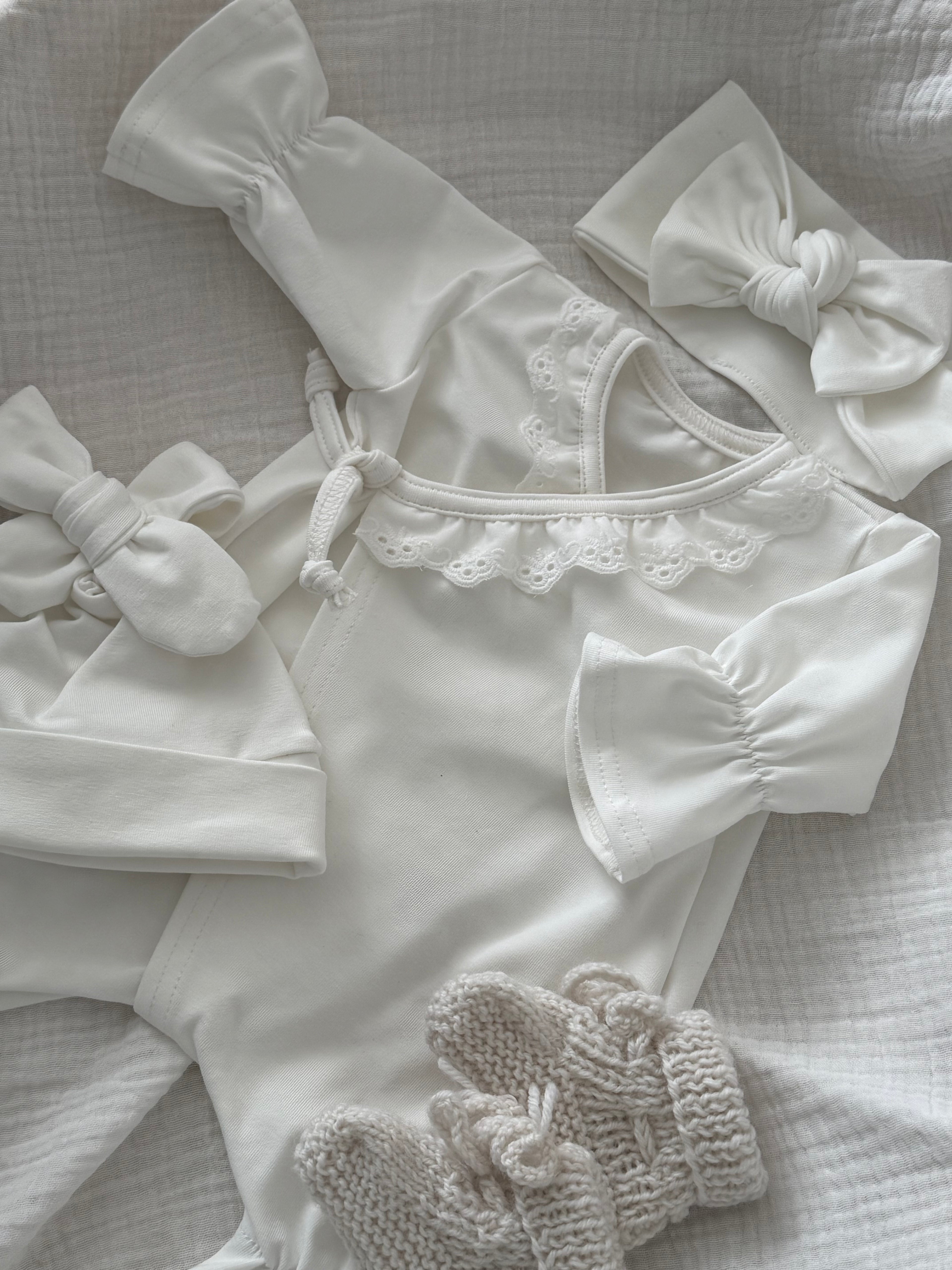 Newborn Set 5 Delig - Broderie Off White - For Your Little Cutie