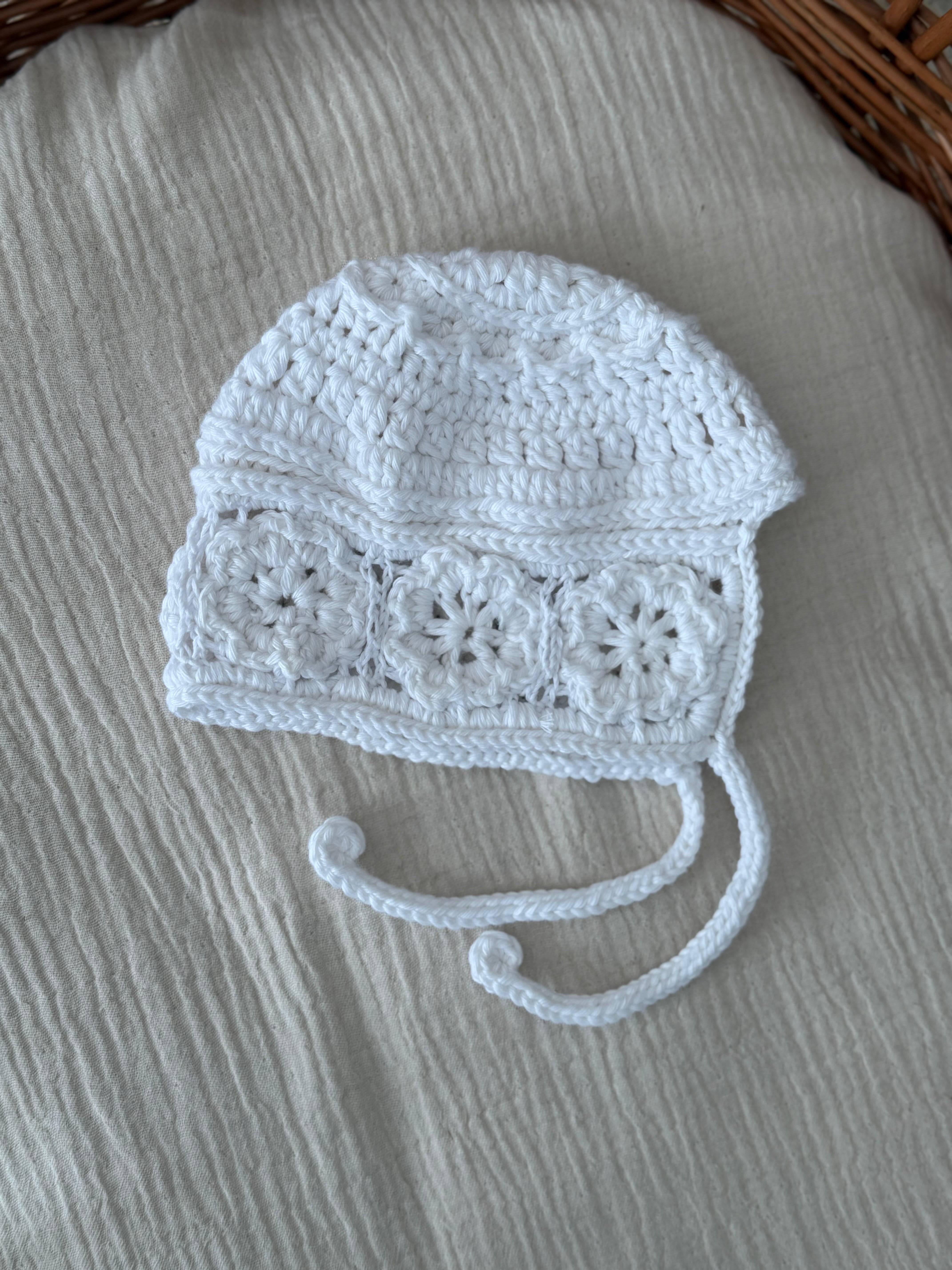 Gehaakt Mutsje Dahlia - Wit/Ecru - For Your Little Cutie