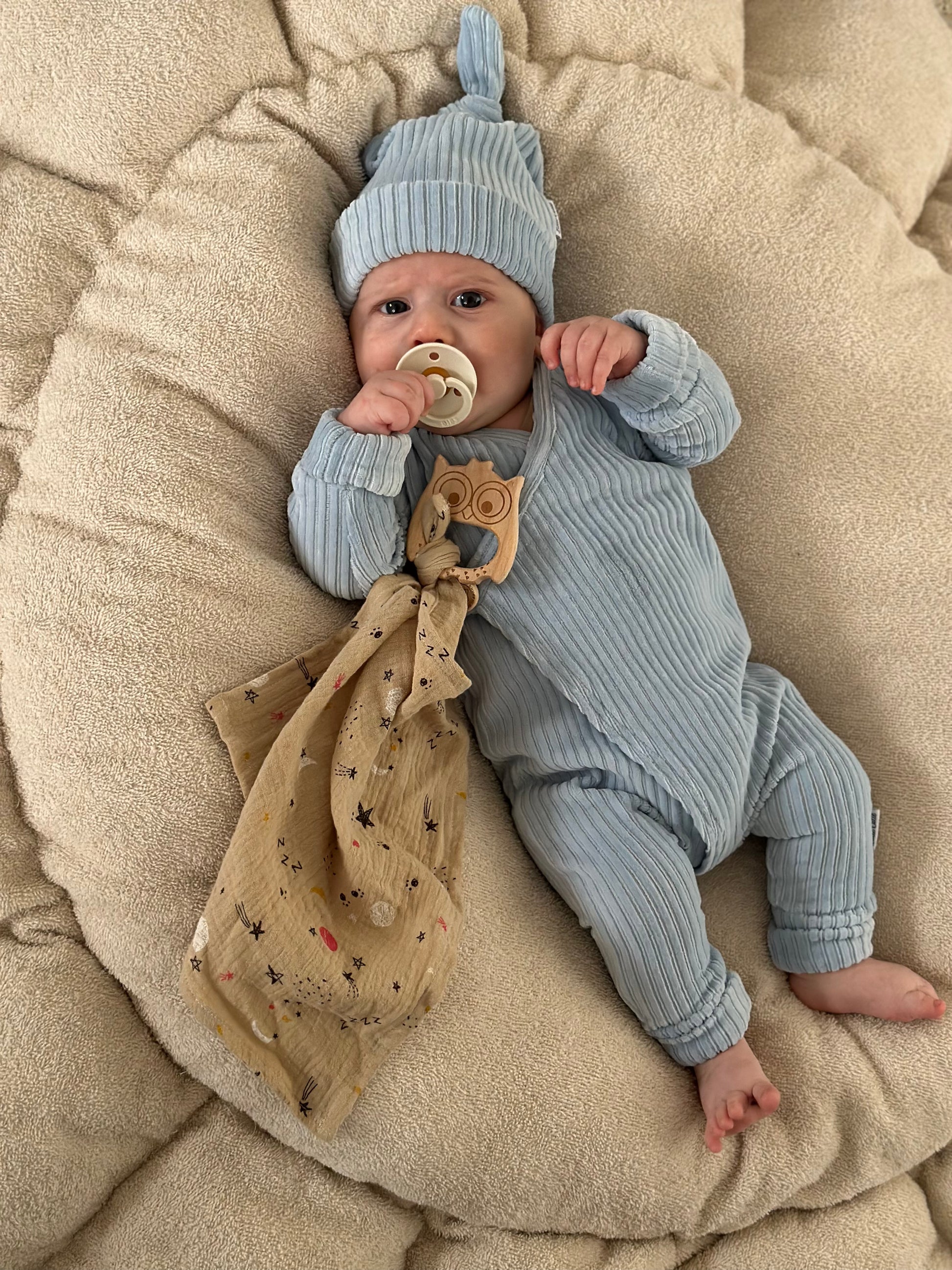 Boxpakje unisex - Fluweel rib baby blauw - For Your Little Cutie
