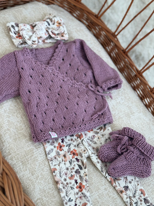 Overslagvest - merino wol lila - For Your Little Cutie