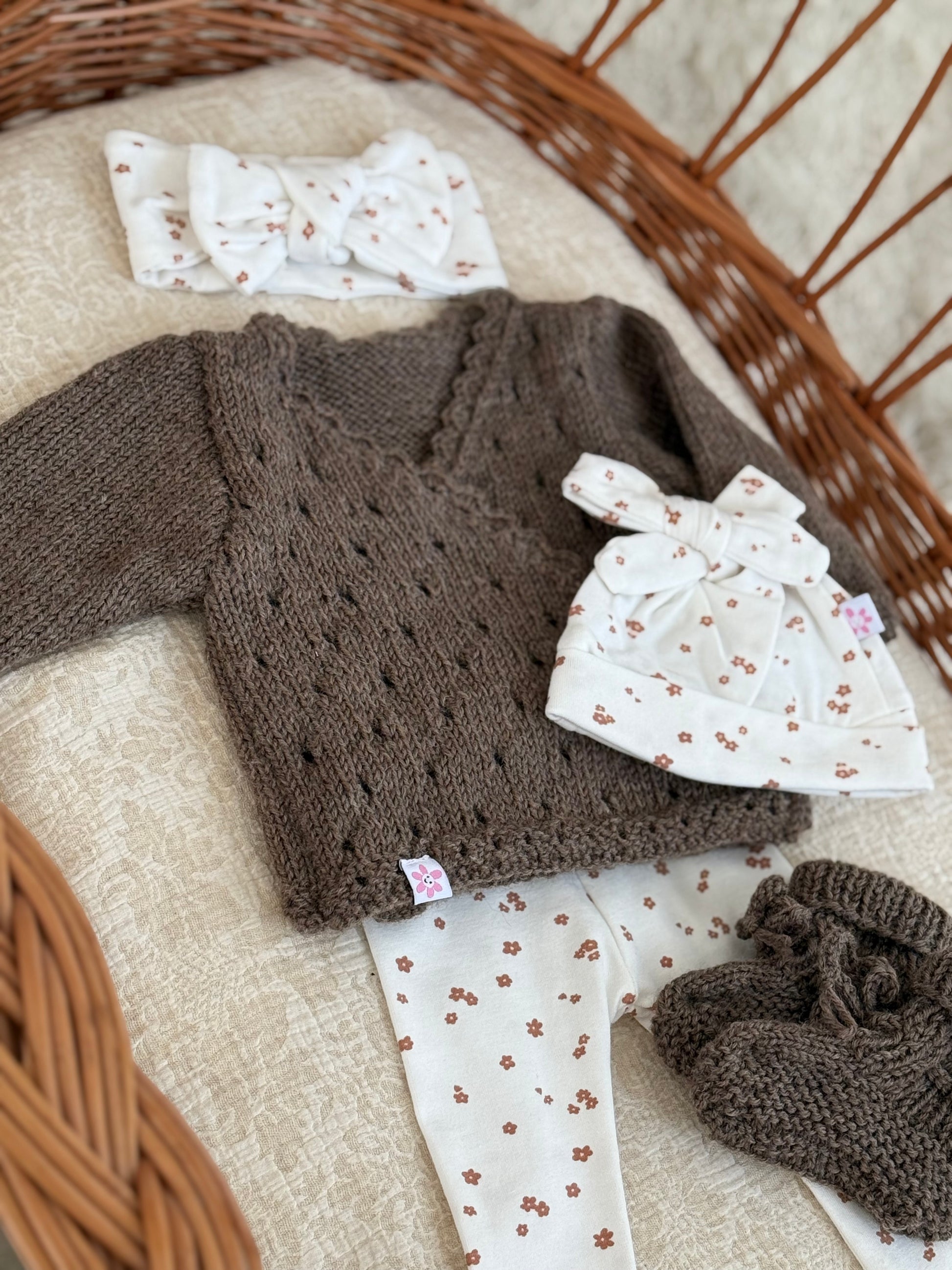 Overslagvest - Merino wol bruin - For Your Little Cutie