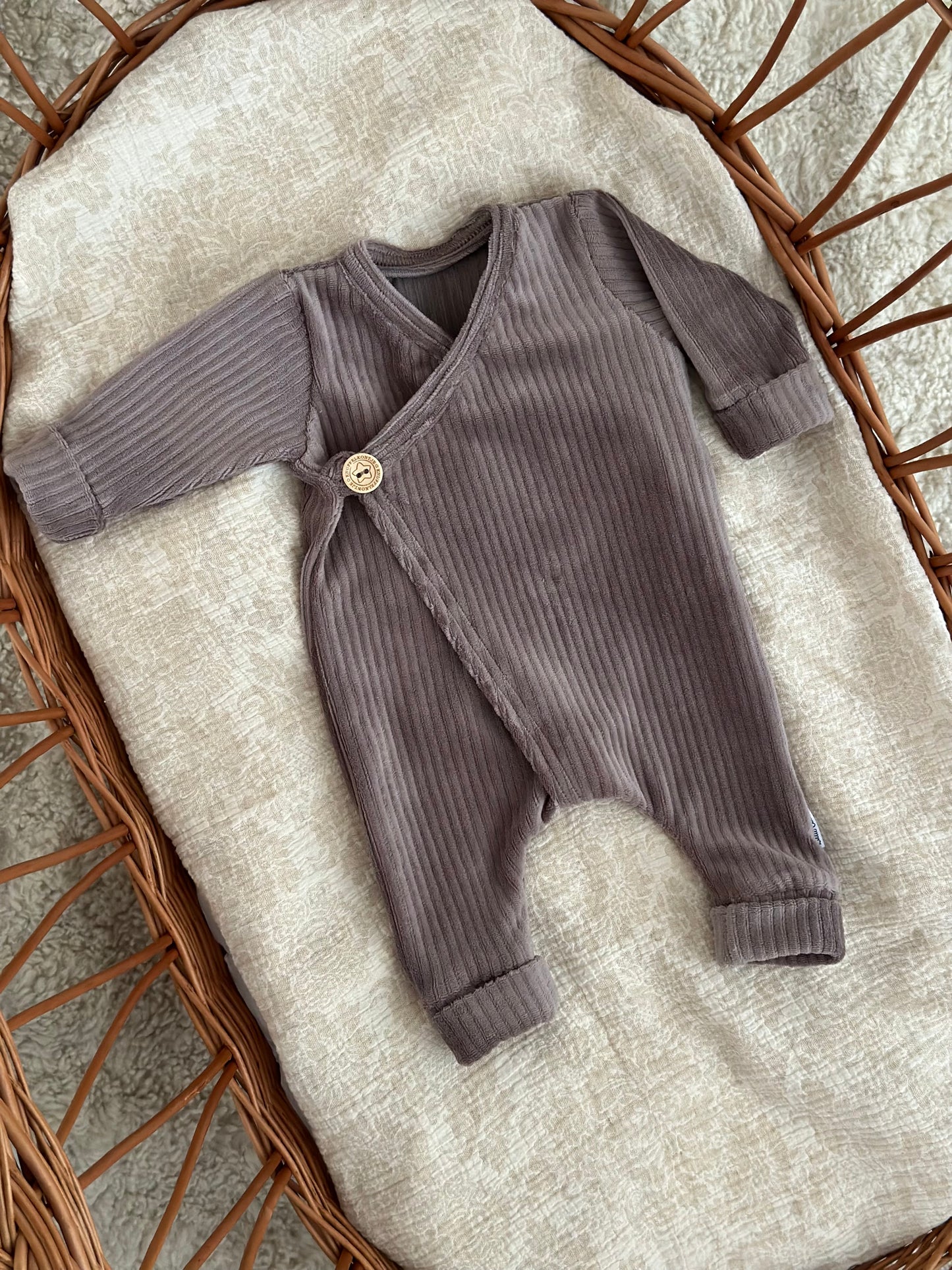 Unisex-Strampelanzug - Samtripp Taupe