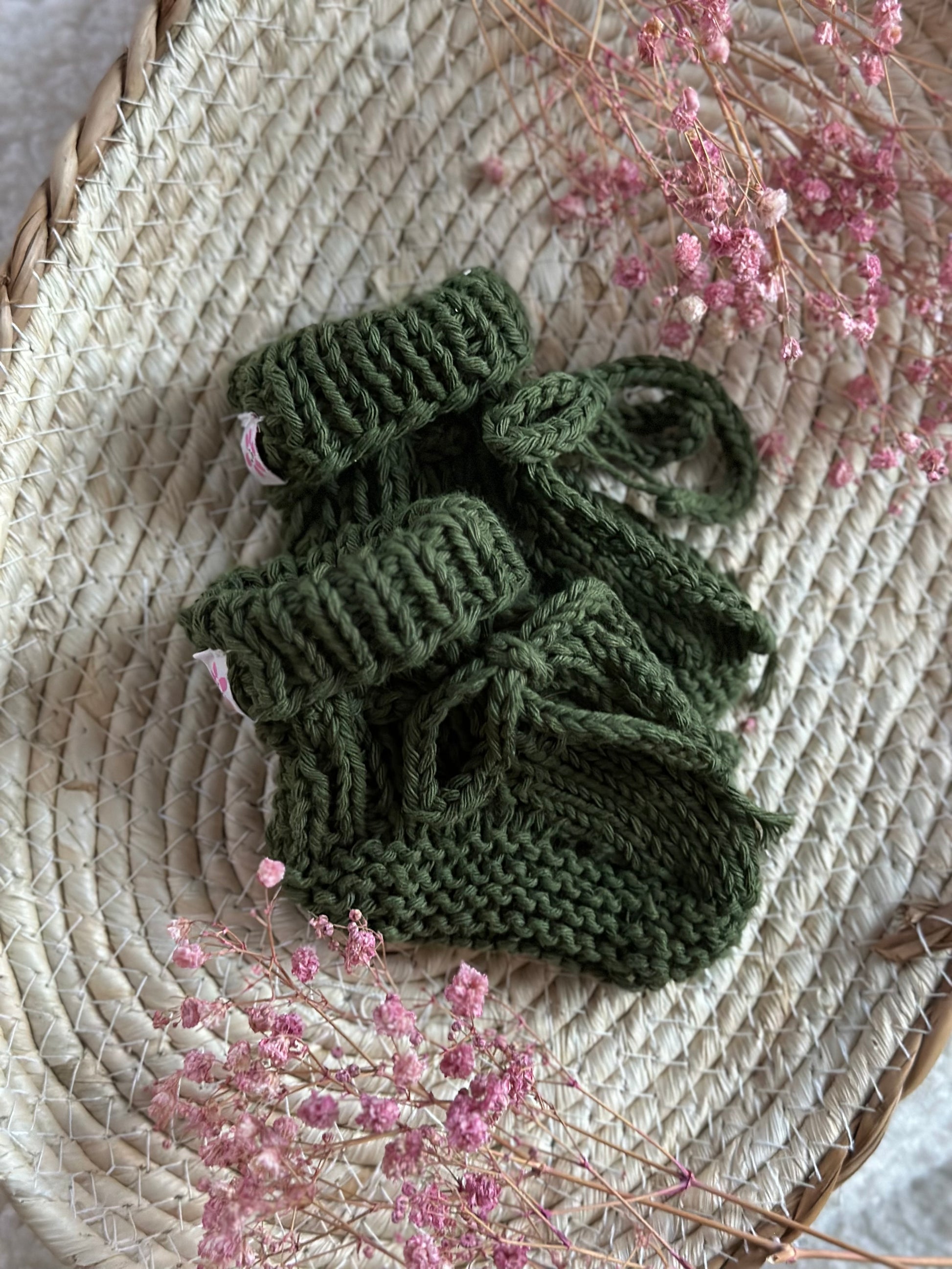 Slofjes katoen wol - Groen - For Your Little Cutie