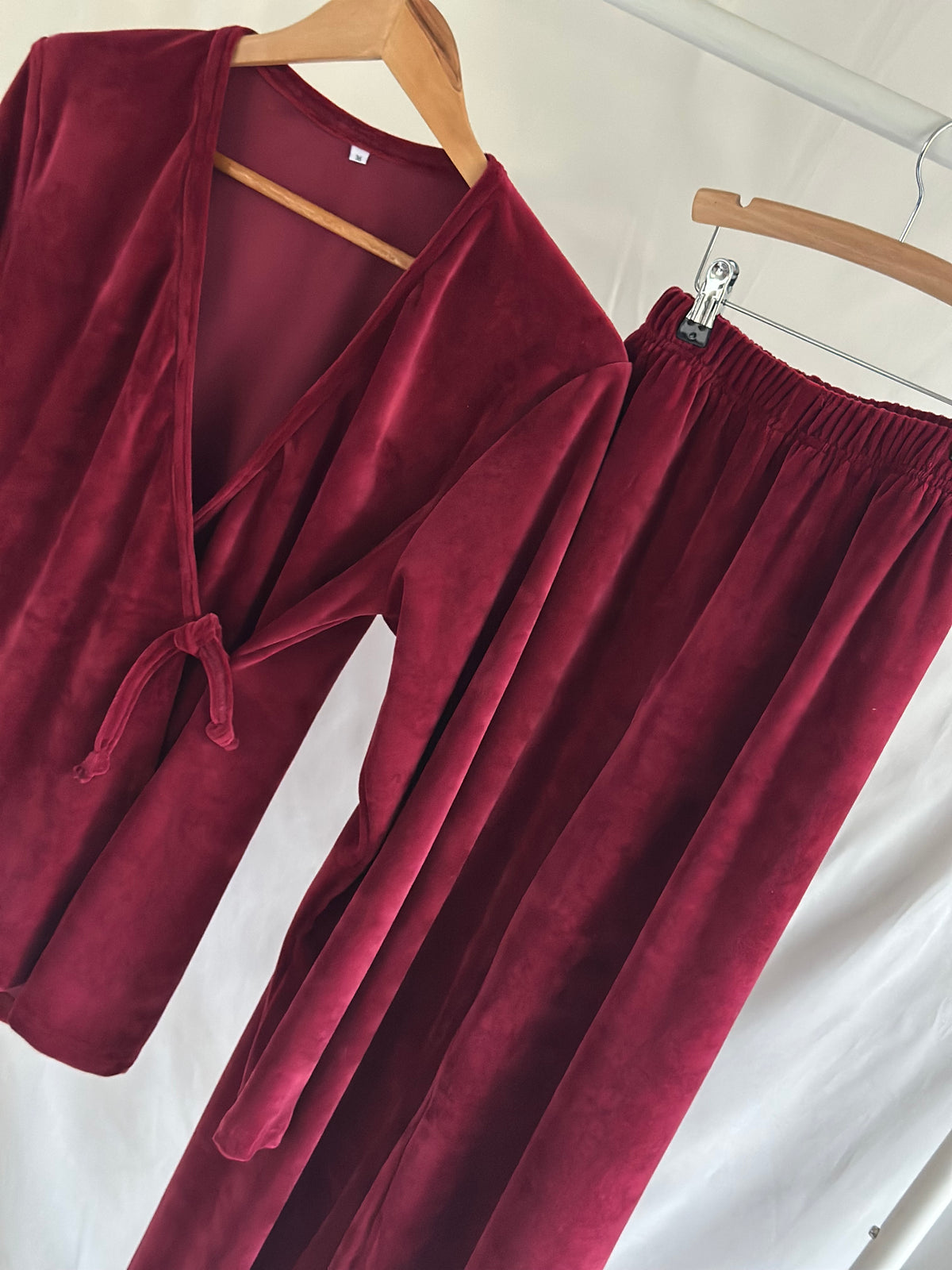 Dames Tall Lounge set - Burgundy Velours