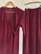 Dames Tall Lounge set - Burgundy Velours