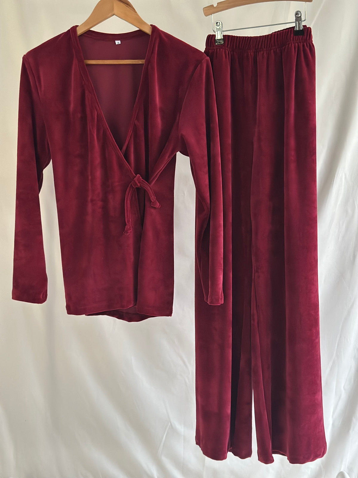 Dames Tall Lounge set - Burgundy Velours