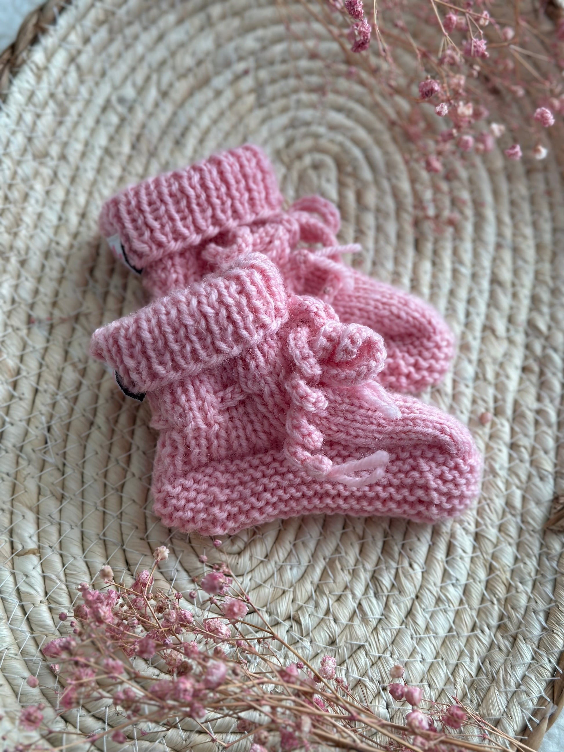 Slofjes merino wol - roze - For Your Little Cutie