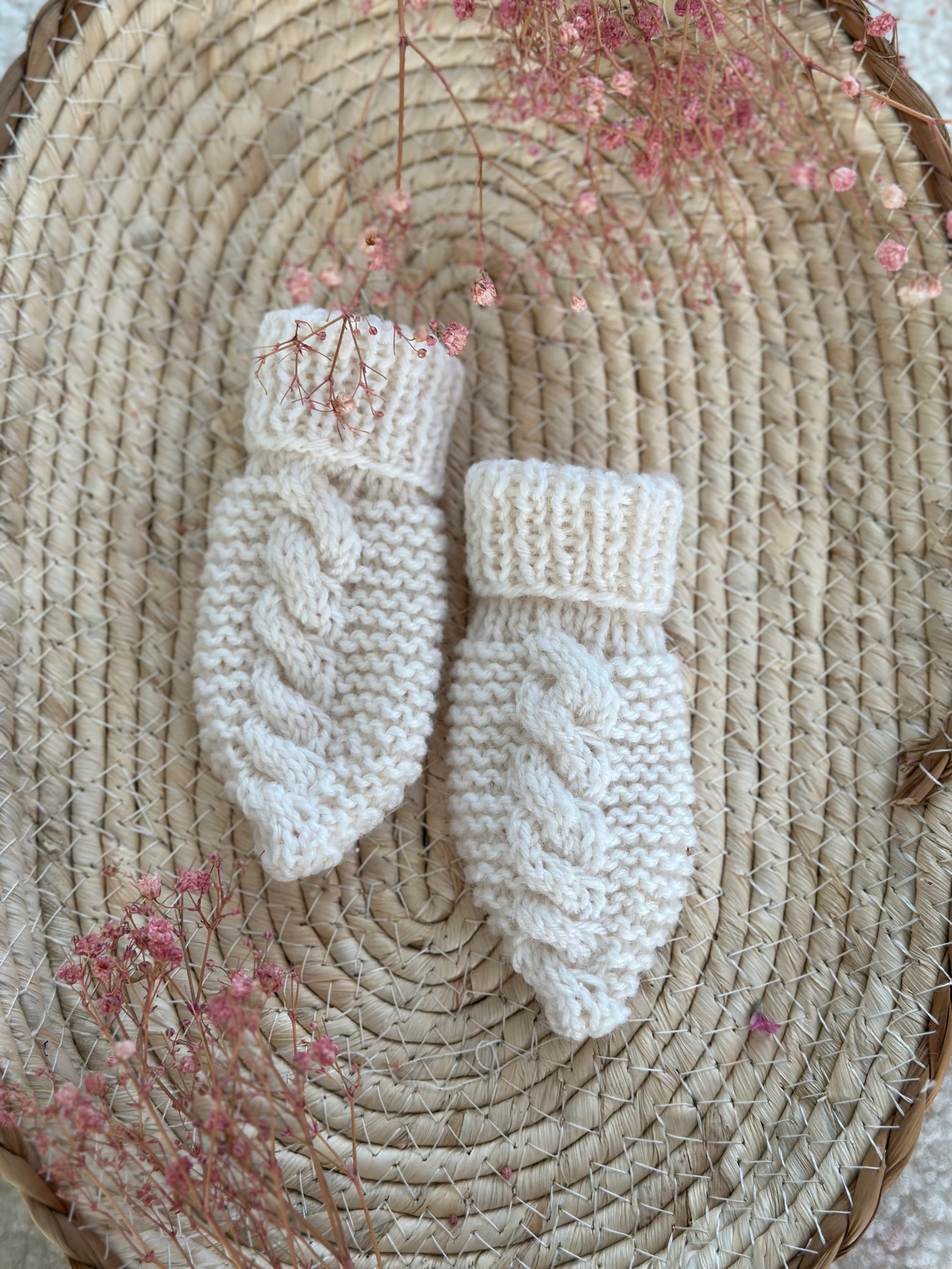 Wantjes merino wol - Ecru - For Your Little Cutie