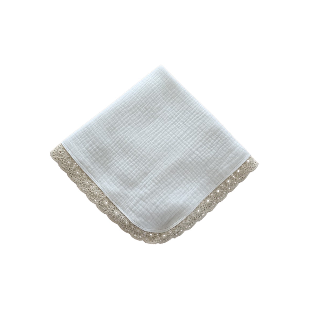 Mousseline Doek Dahlia — Ecru met Kanten Rand - For Your Little Cutie