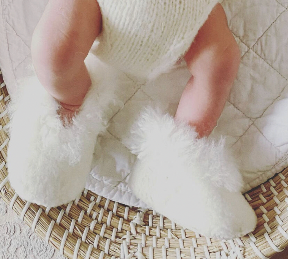 Babyslofjes alpaca bont - ivoor - For Your Little Cutie